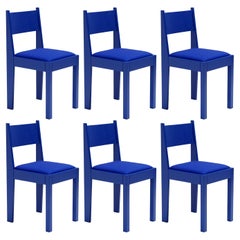 Set of 6 Art Deco Chairs, Special Edition, IKB Blue, Customizable