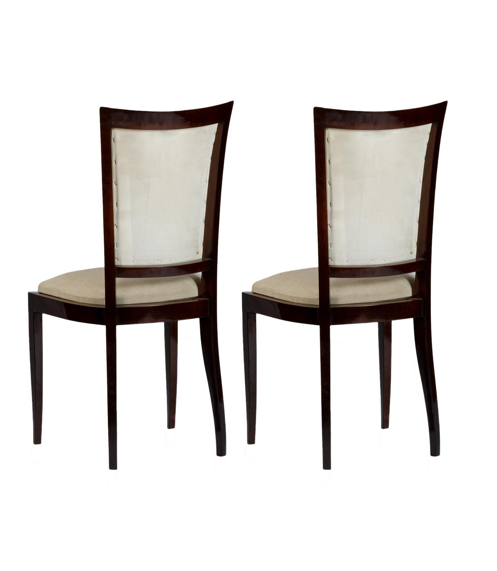 Set di 6 sedie Art Deco, sfoderate, stile Jules Leleu, XX secolo in vendita 3