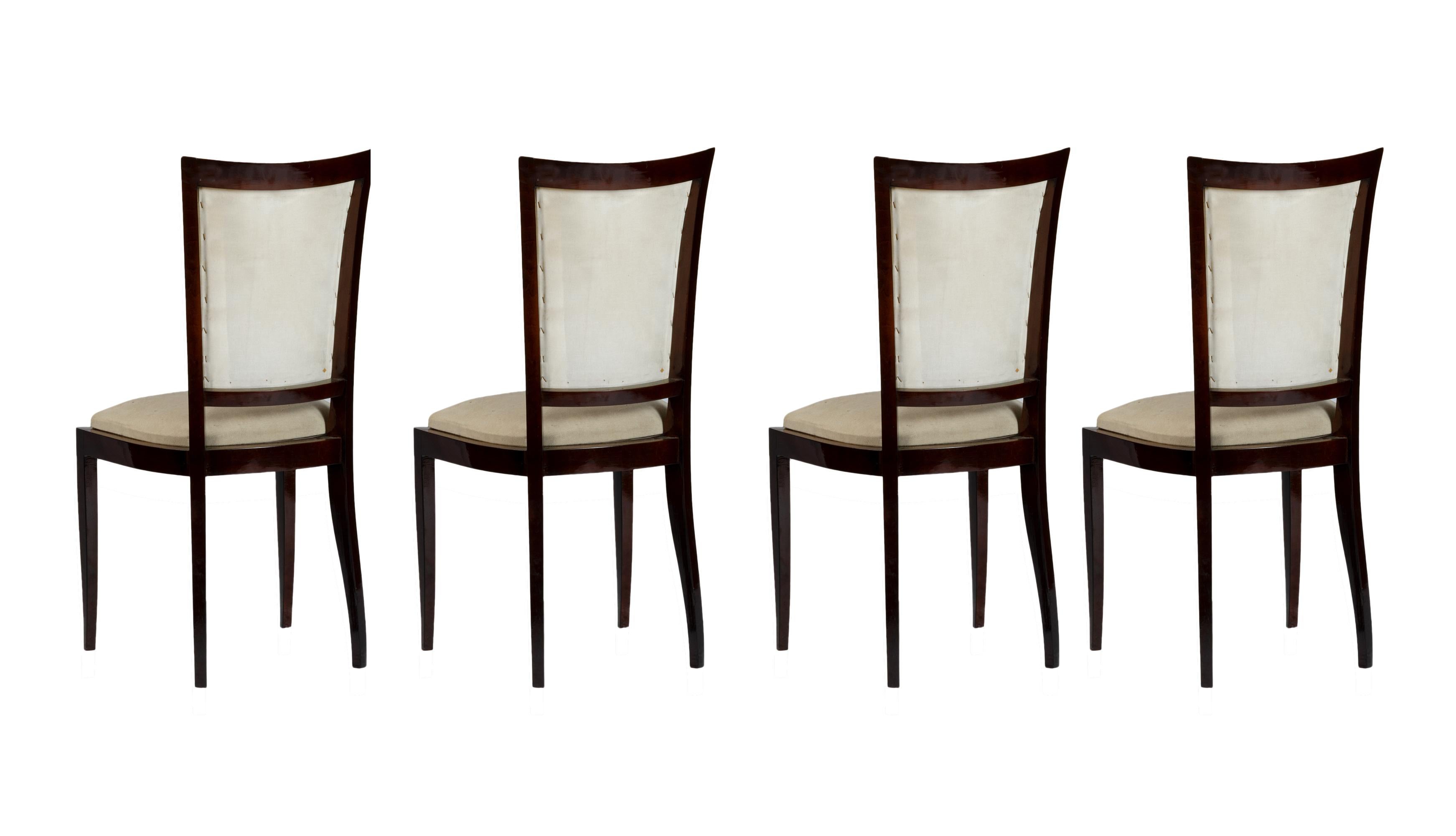 Set di 6 sedie Art Deco, sfoderate, stile Jules Leleu, XX secolo in vendita 4