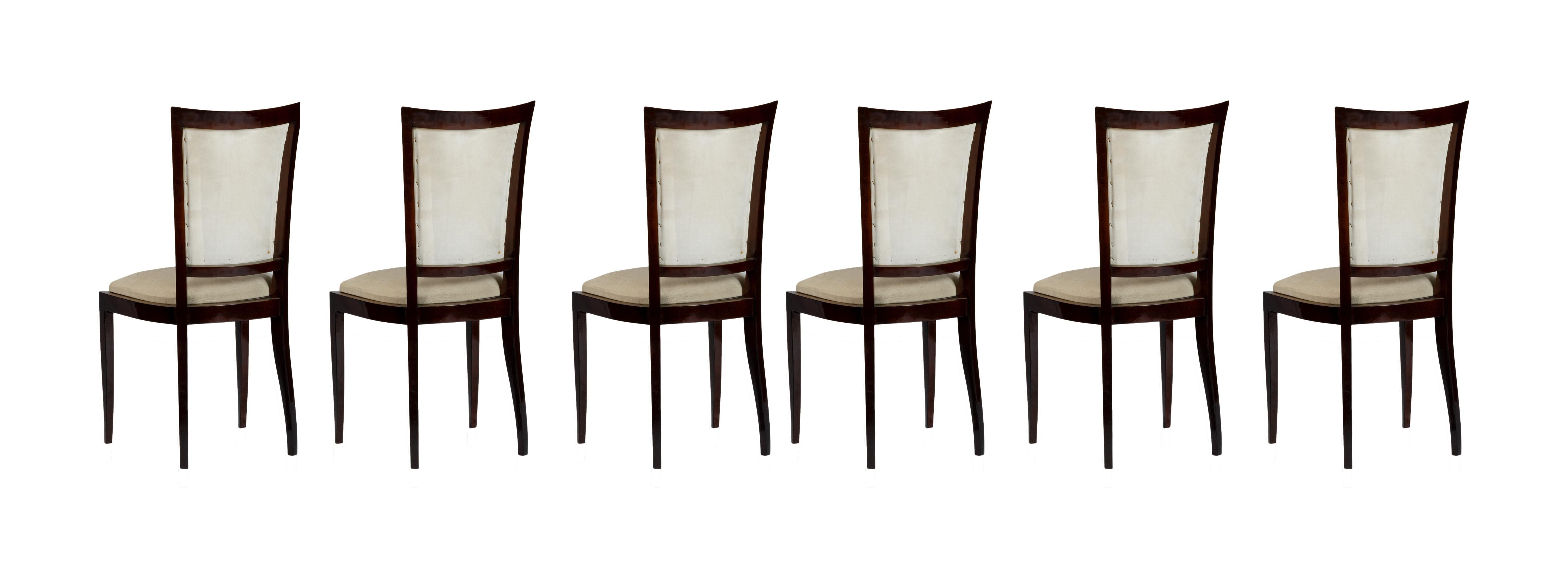 Set di 6 sedie Art Deco, sfoderate, stile Jules Leleu, XX secolo in vendita 5