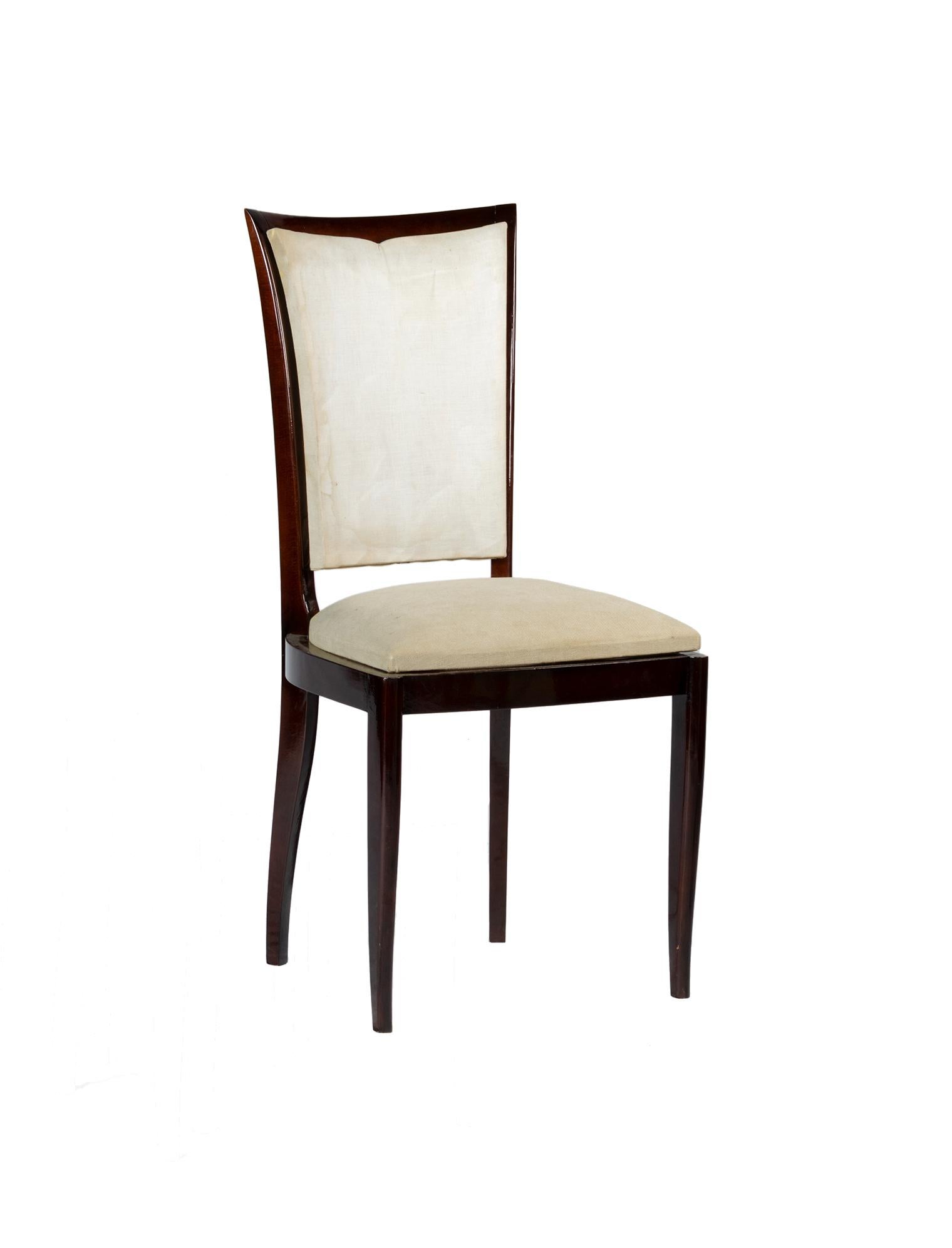 Set di 6 sedie Art Deco, sfoderate, stile Jules Leleu, XX secolo in vendita 7
