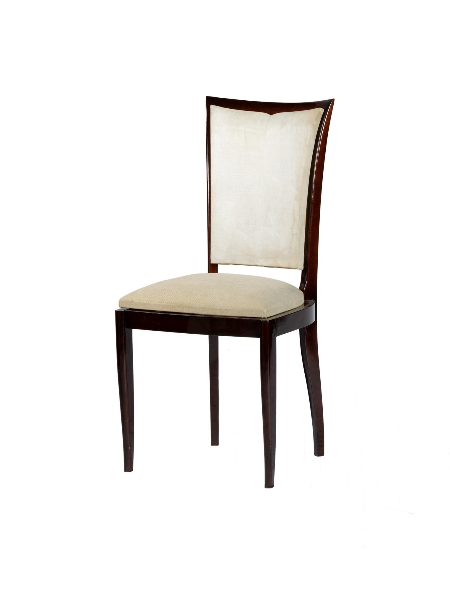 Set di 6 sedie Art Deco, sfoderate, stile Jules Leleu, XX secolo in vendita 8