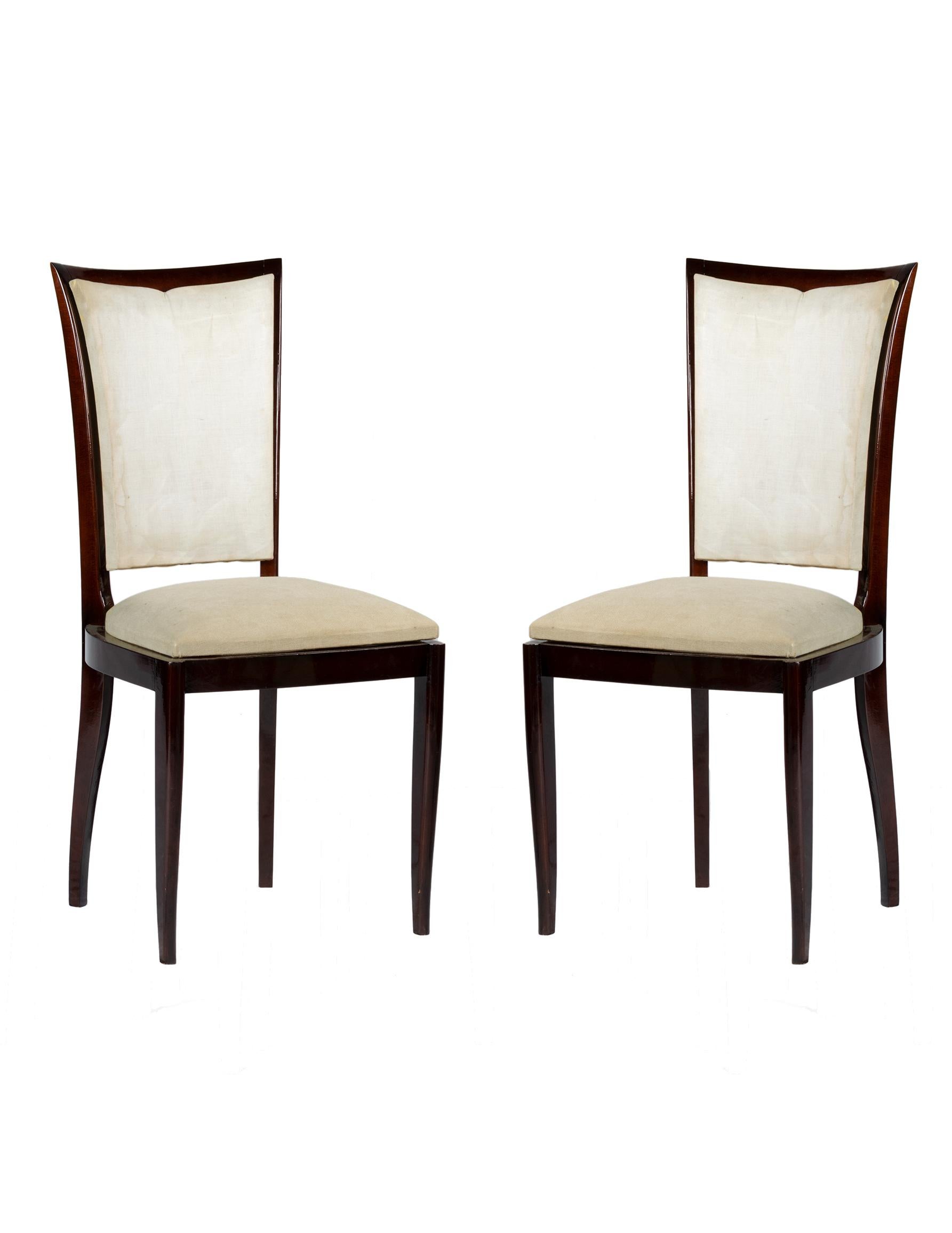 Set di 6 sedie Art Deco, sfoderate, stile Jules Leleu, XX secolo in vendita 9