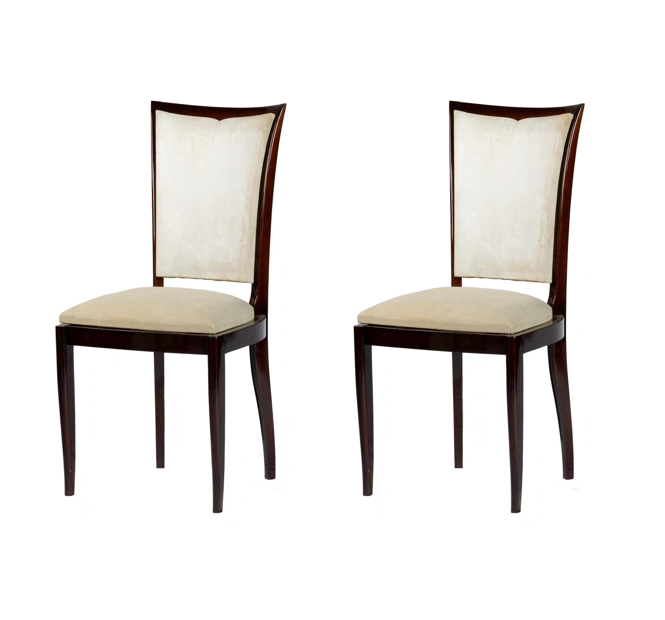 Set di 6 sedie Art Deco, sfoderate, stile Jules Leleu, XX secolo in vendita 13