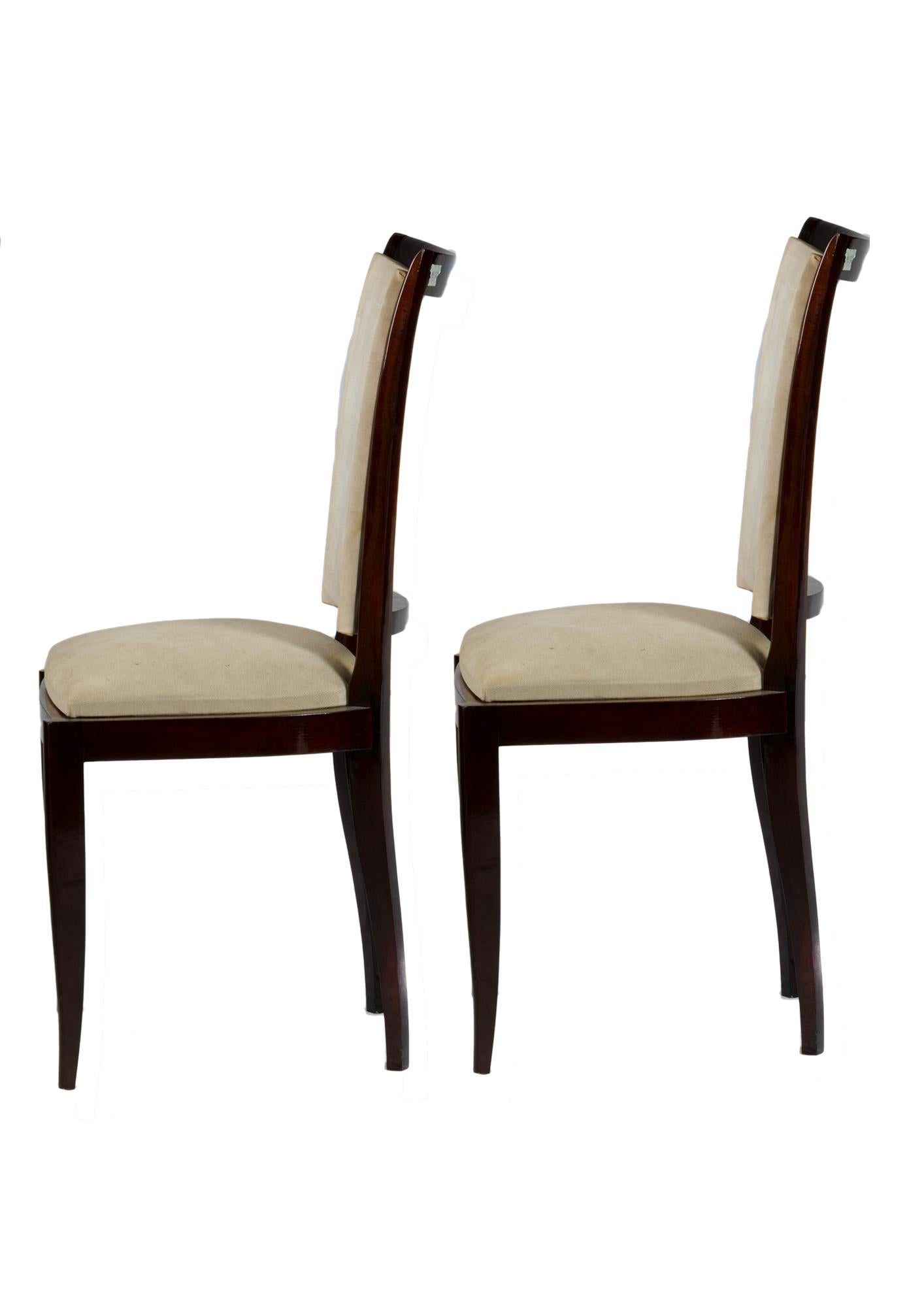 Impiallacciato Set di 6 sedie Art Deco, sfoderate, stile Jules Leleu, XX secolo in vendita
