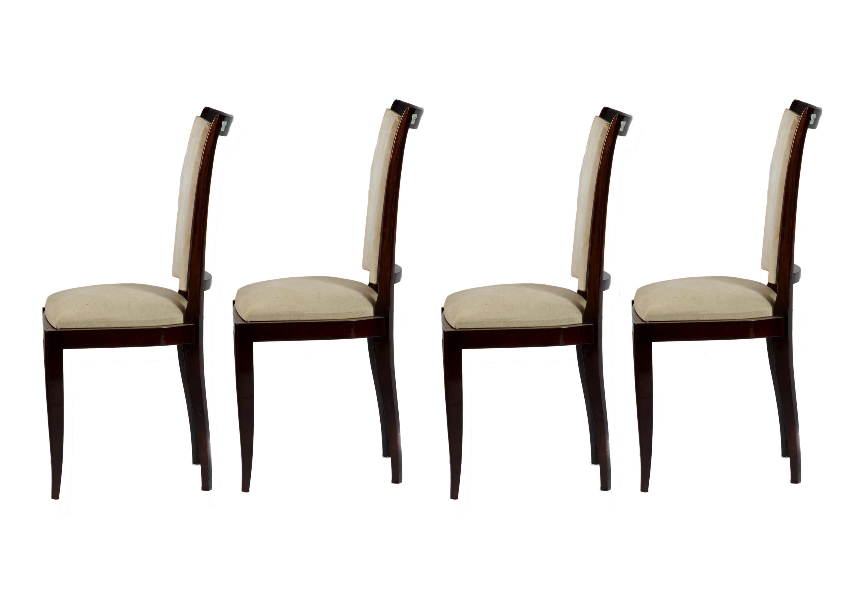 Set di 6 sedie Art Deco, sfoderate, stile Jules Leleu, XX secolo In condizioni buone in vendita a Lisbon, PT