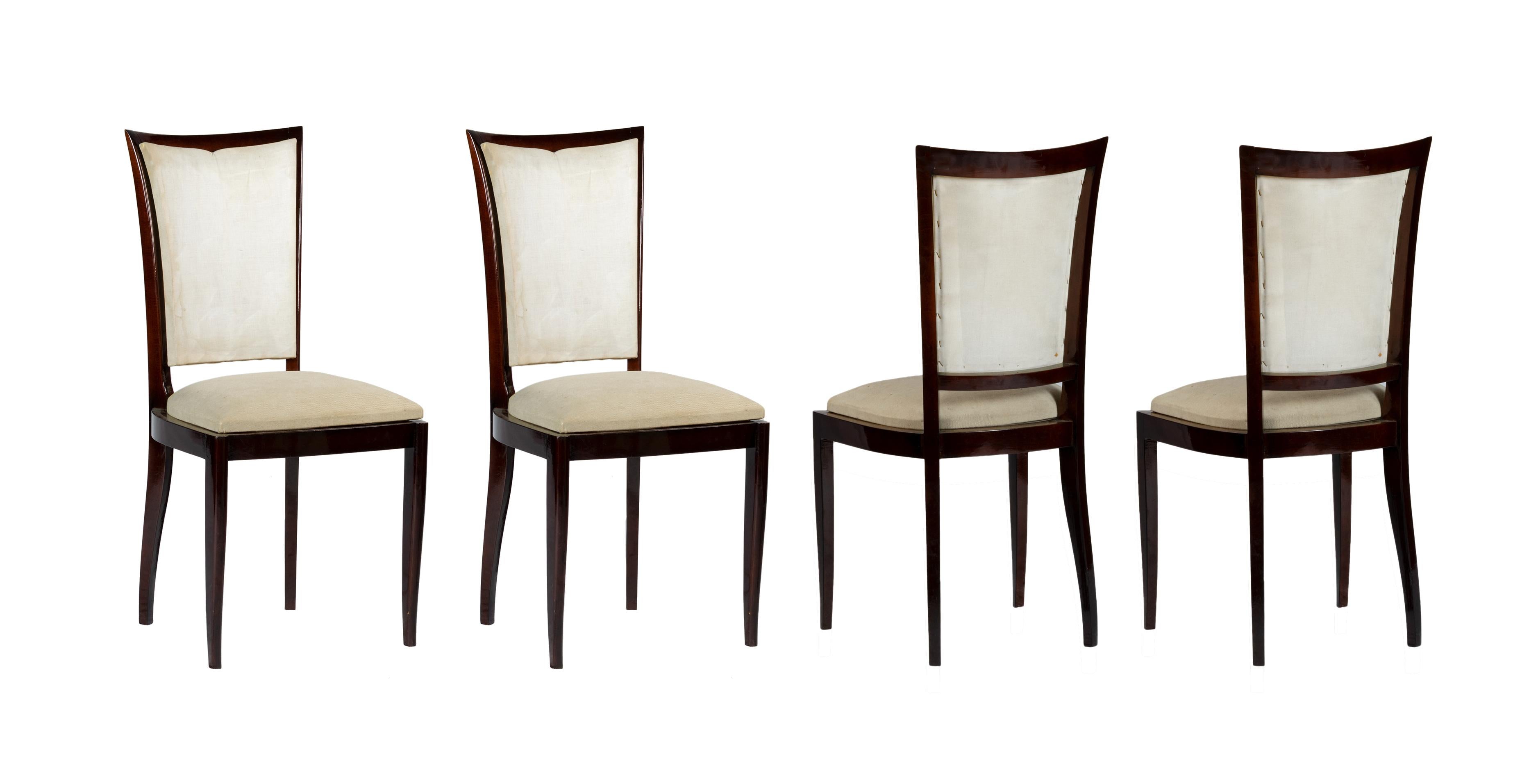 Set di 6 sedie Art Deco, sfoderate, stile Jules Leleu, XX secolo in vendita 2