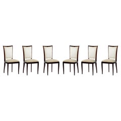 Set Of 6 Art Deco Chairs, Unlined, Jules Leleu Style, 20th Century