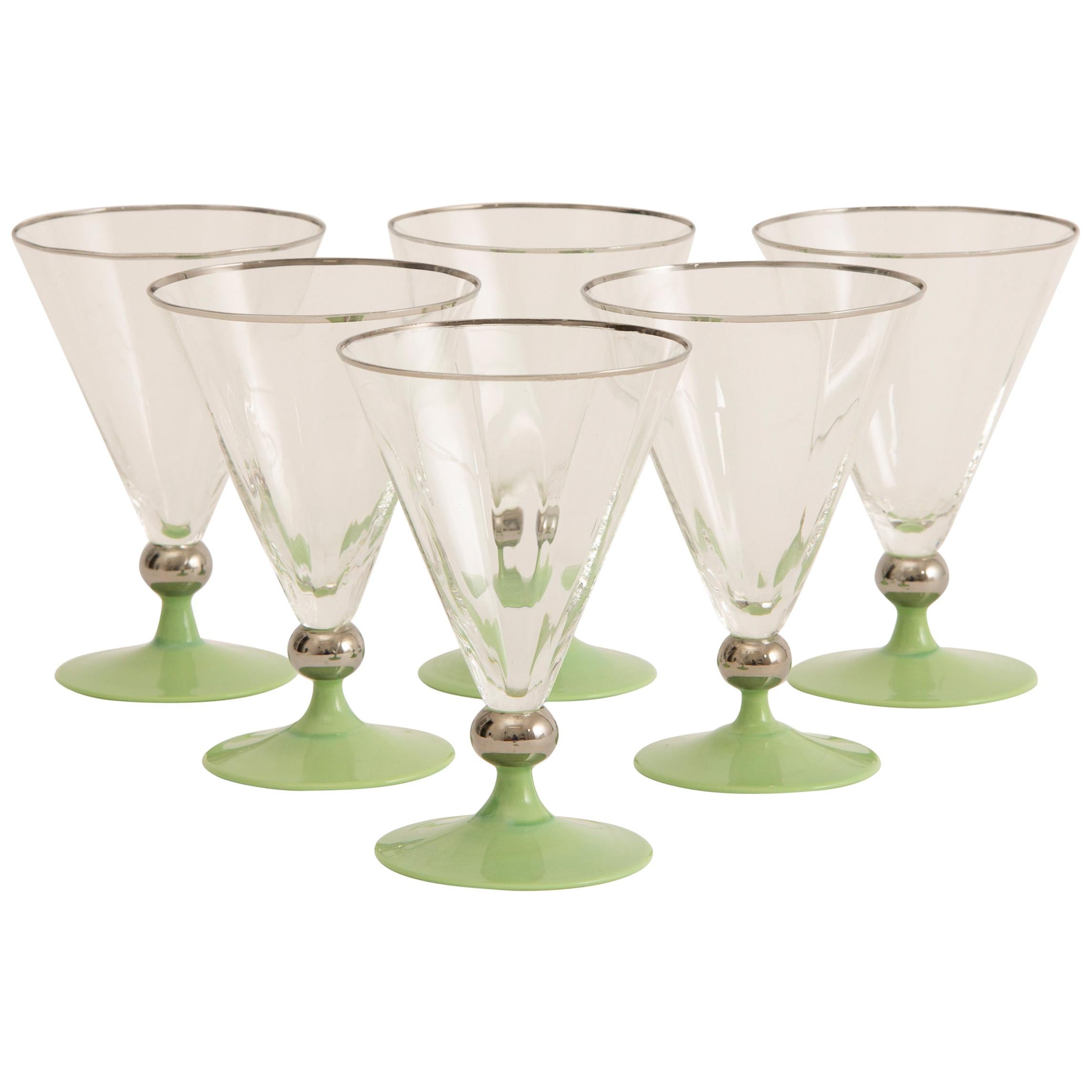 Set of 6 Art Deco Cocktail Glasses