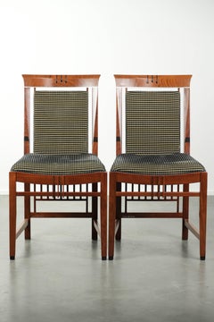 Set of 6 Art Deco design dining chairs with luxurious fabric upholstery