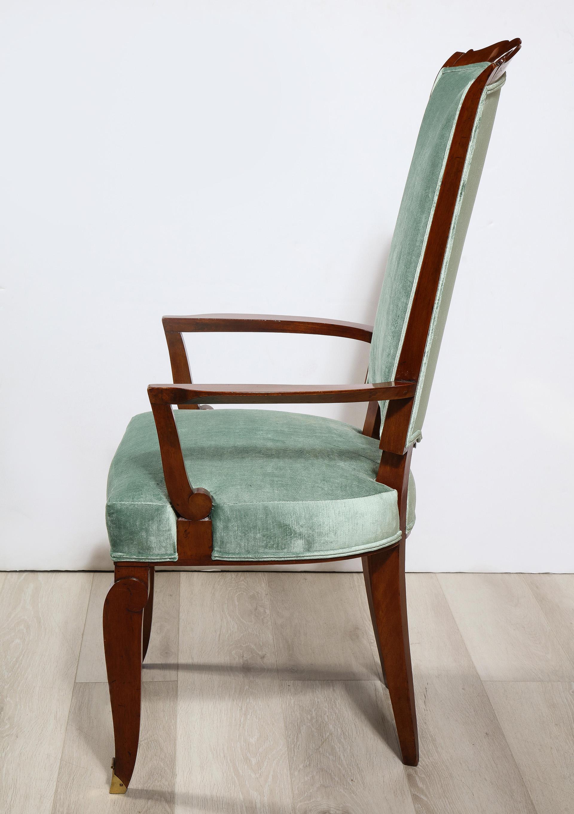 Set of 6 Art Deco Dining Chairs by Jules Leleu In Good Condition For Sale In Lyndhurst, NJ