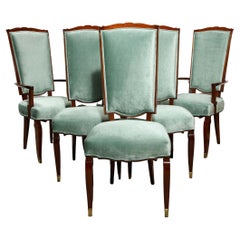 Set of 6 Art Deco Dining Chairs by Jules Leleu