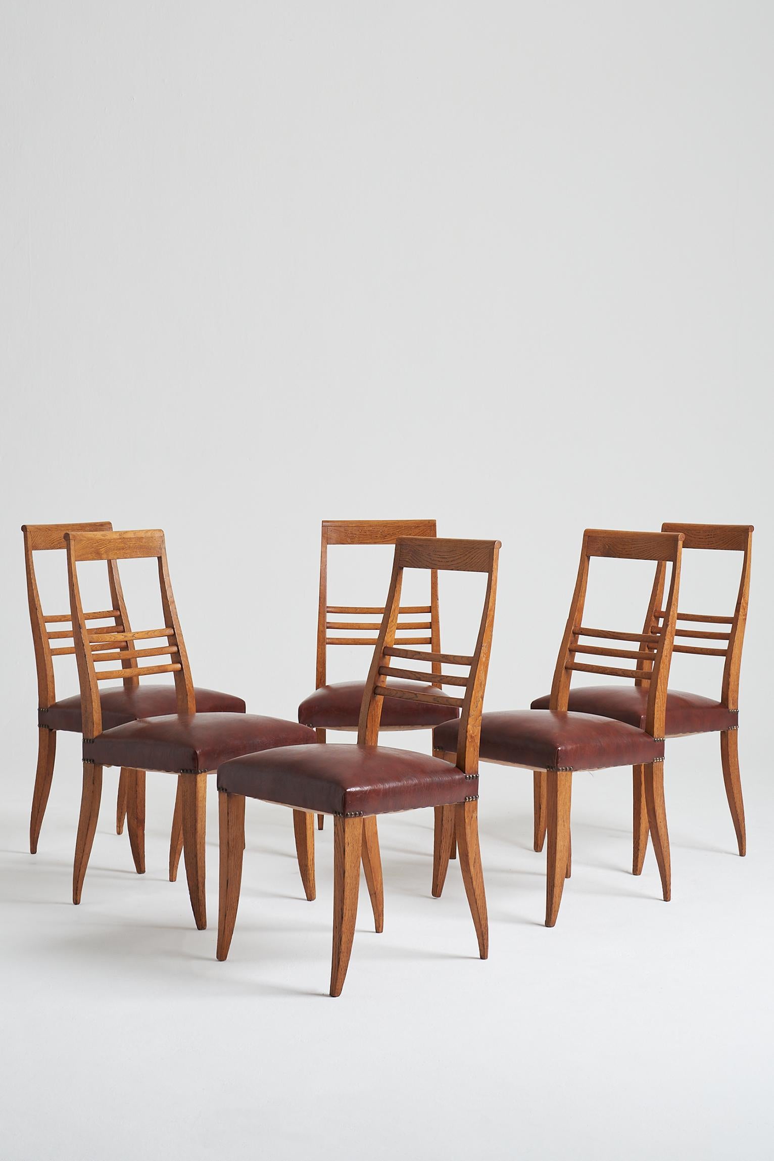 French Set of 6 Art Deco Dining Chairs