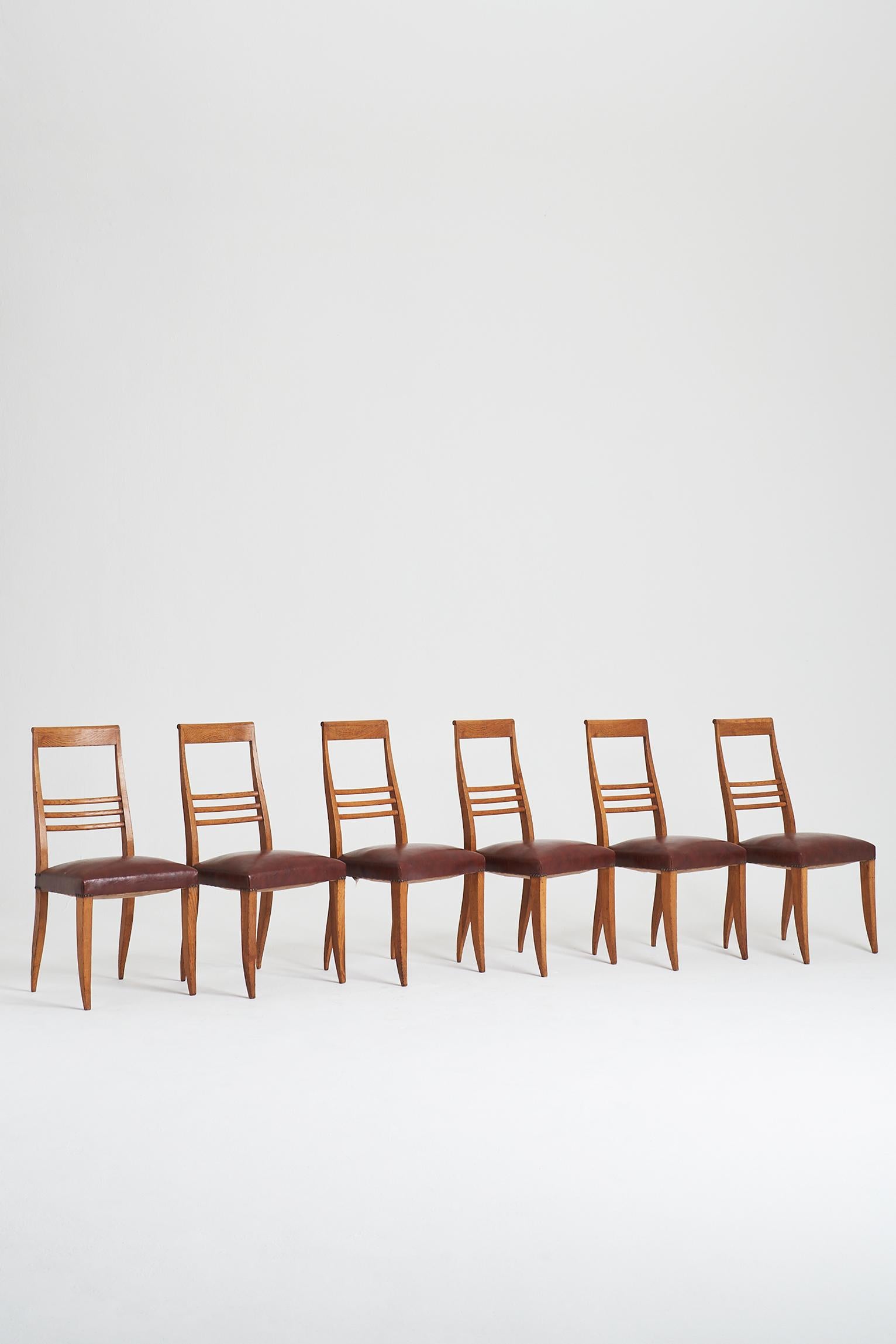 20th Century Set of 6 Art Deco Dining Chairs