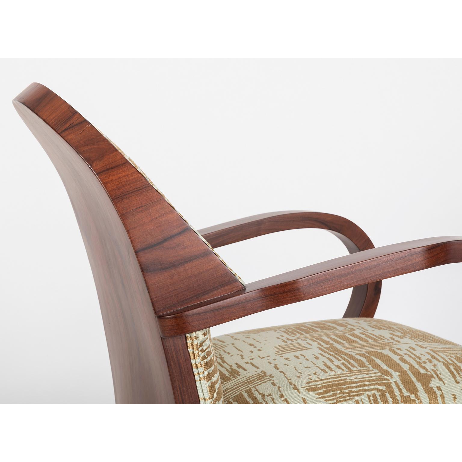 French Art Deco Dining Chairs with custom Le Manach fabric, 1930 For Sale 6