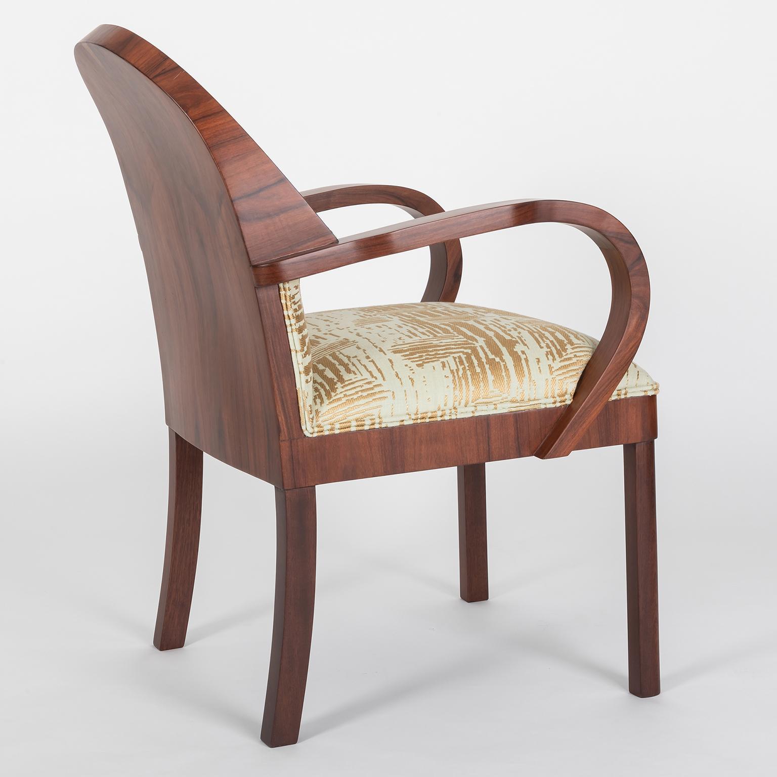 French Art Deco Dining Chairs with custom Le Manach fabric, 1930 For Sale 7