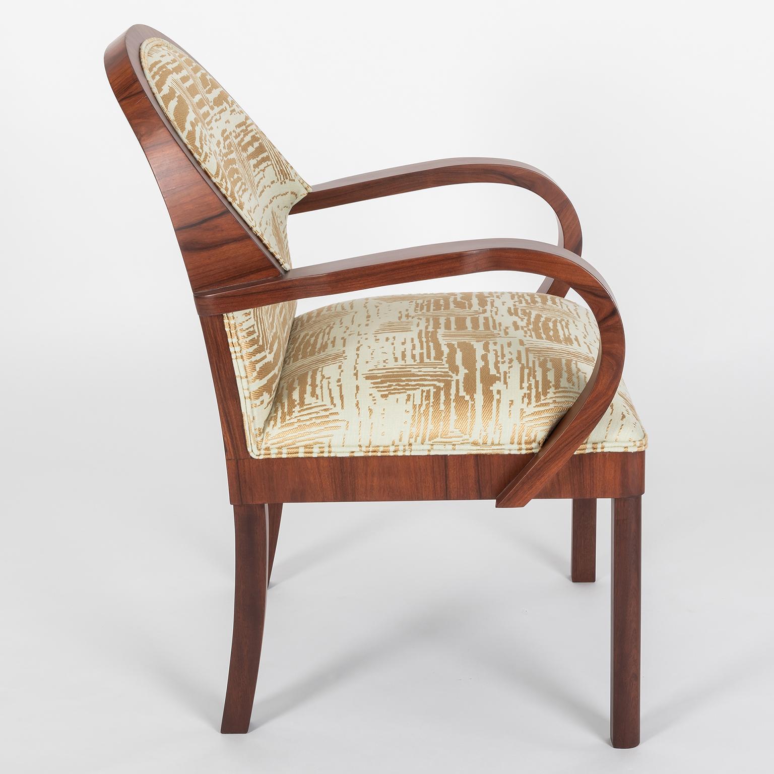 French Art Deco Dining Chairs with custom Le Manach fabric, 1930 For Sale 8