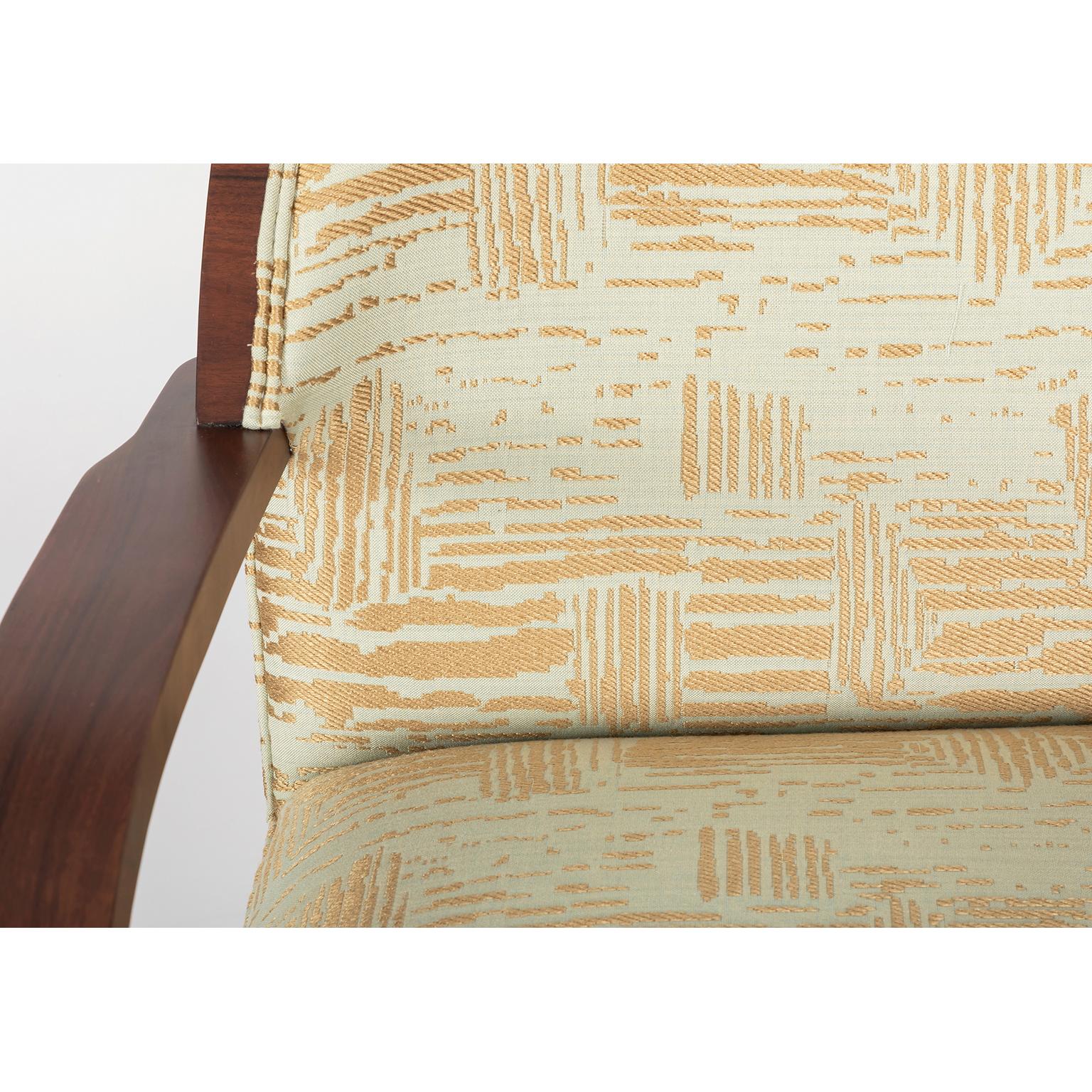 French Art Deco Dining Chairs with custom Le Manach fabric, 1930 For Sale 11
