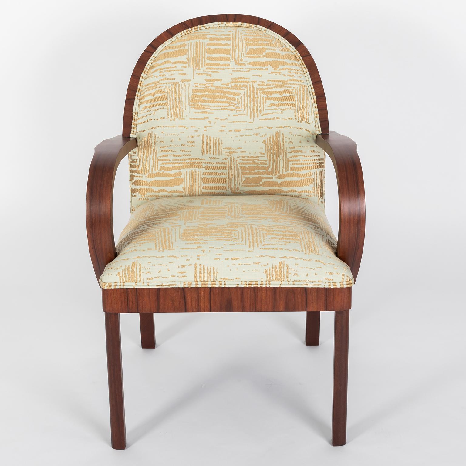 French Art Deco Dining Chairs with custom Le Manach fabric, 1930 In Excellent Condition For Sale In Porto, PT