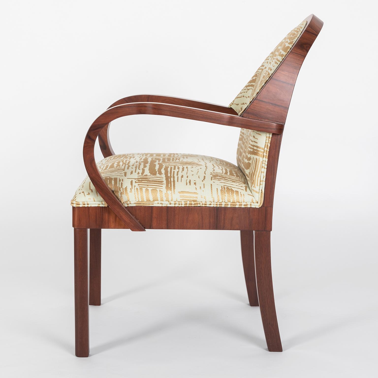 French Art Deco Dining Chairs with custom Le Manach fabric, 1930 For Sale 1