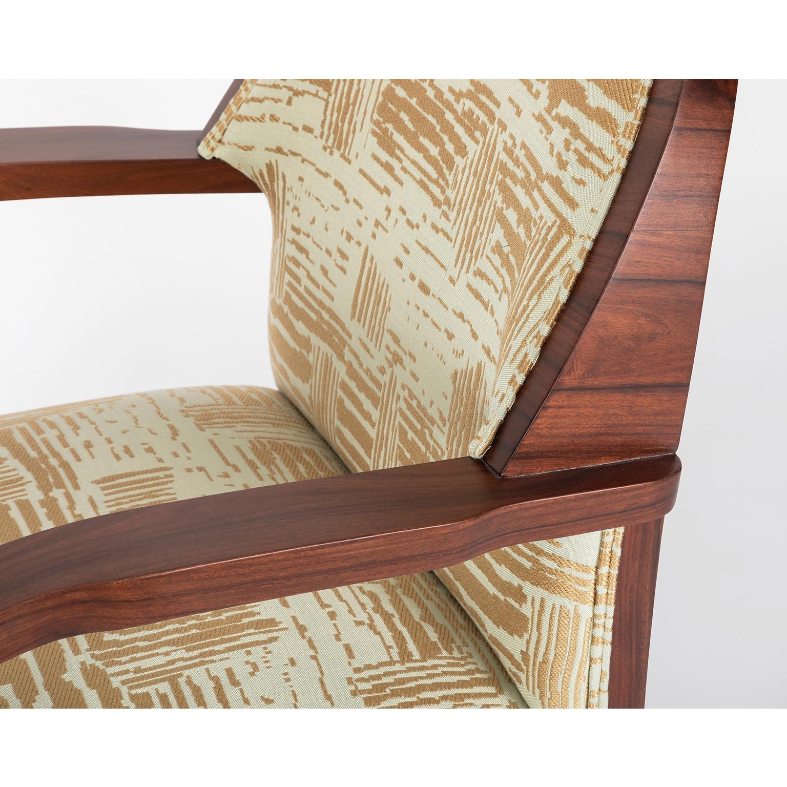French Art Deco Dining Chairs with custom Le Manach fabric, 1930 For Sale 2