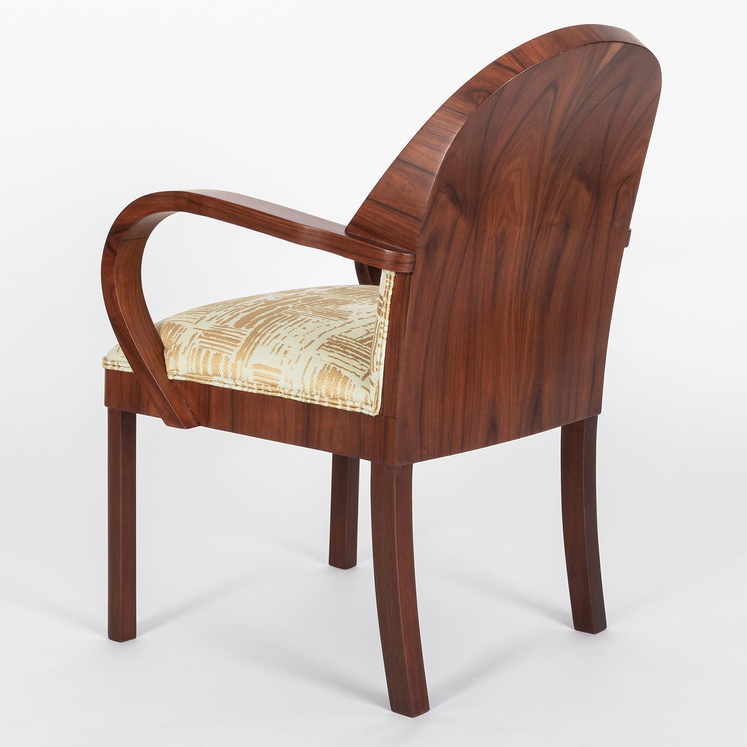 French Art Deco Dining Chairs with custom Le Manach fabric, 1930 For Sale 3
