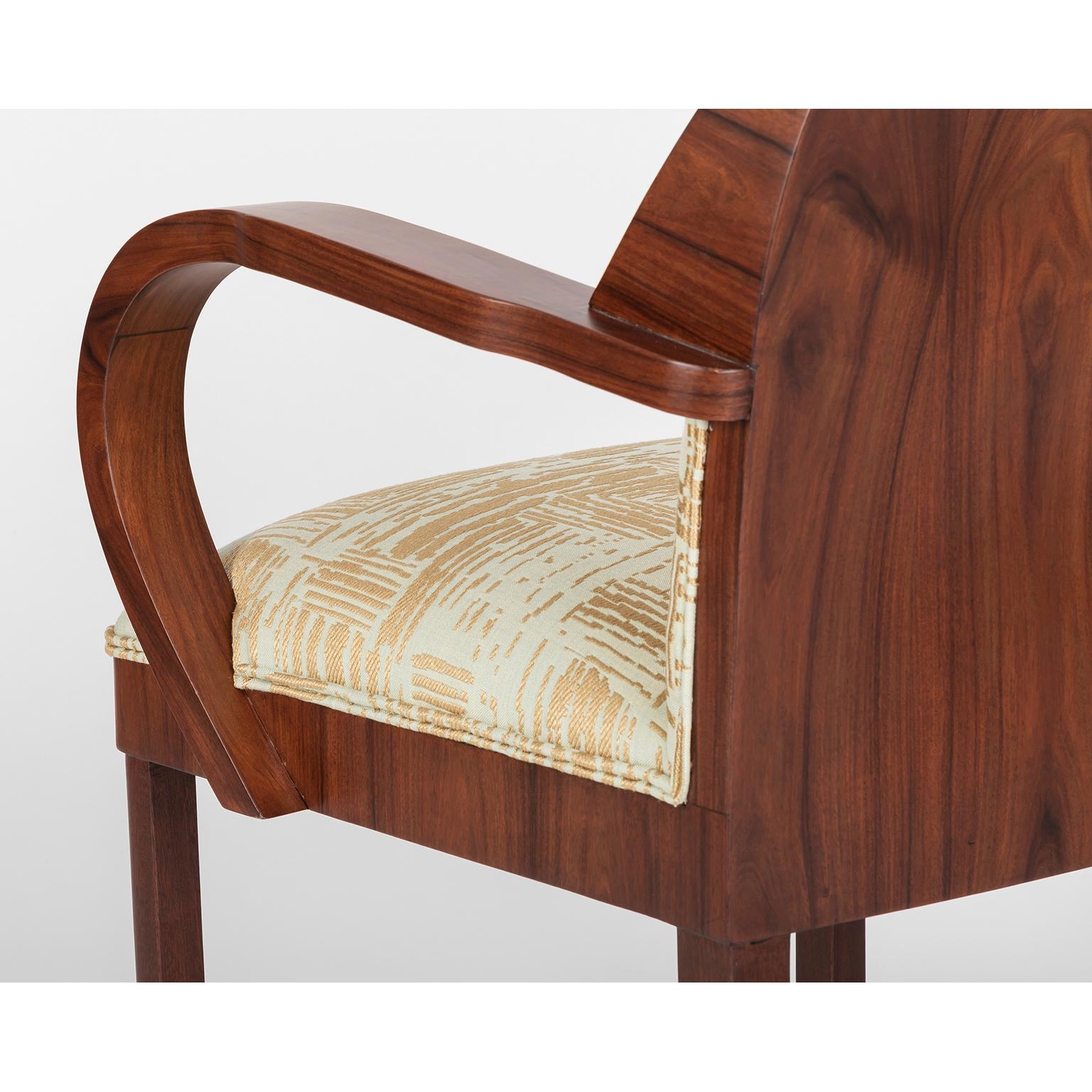 French Art Deco Dining Chairs with custom Le Manach fabric, 1930 For Sale 4
