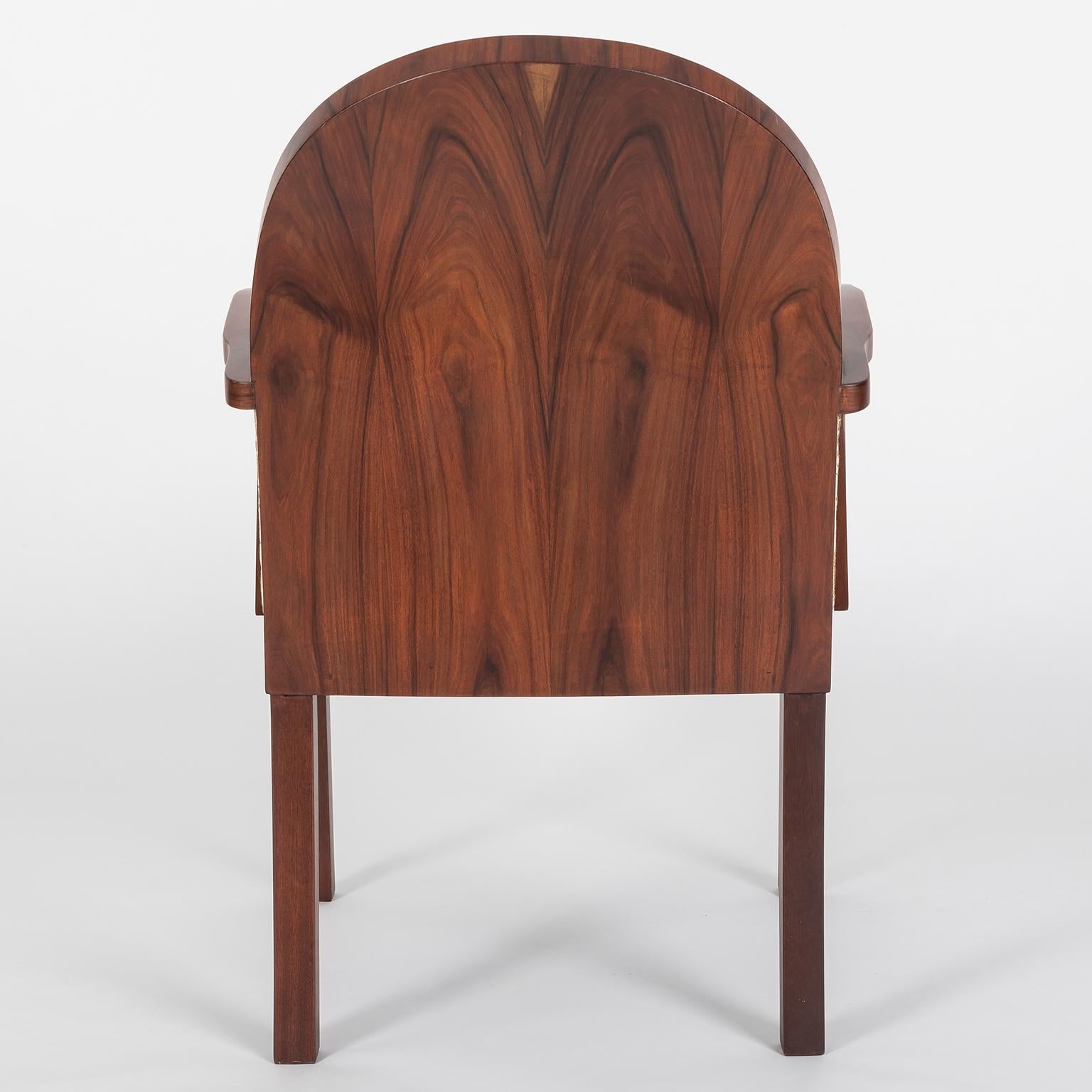 French Art Deco Dining Chairs with custom Le Manach fabric, 1930 For Sale 5