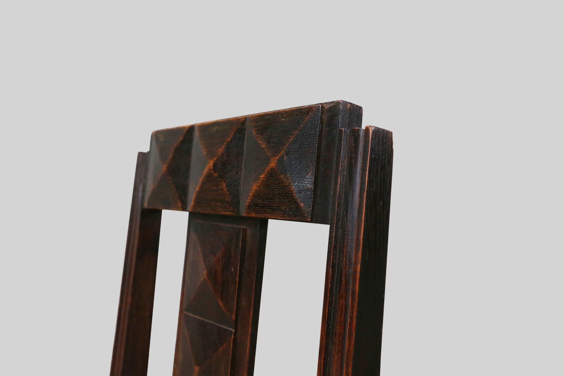 Set of 6 Art Deco Dining Chairs in Oak and Wicker by Victor Coutray, France For Sale 5
