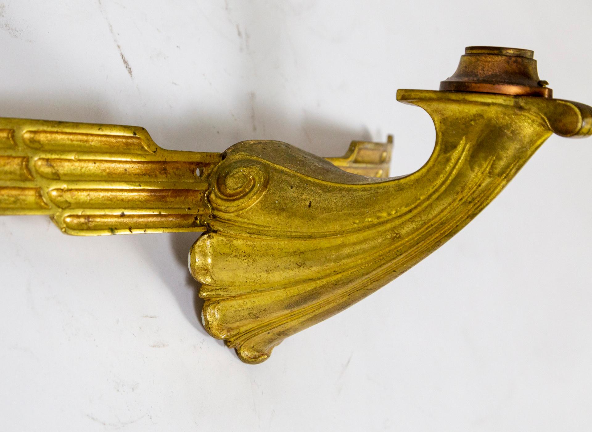 Gold Leaf Set of 6 Art Deco Gilt Bronze Avian Theater Sconces For Sale