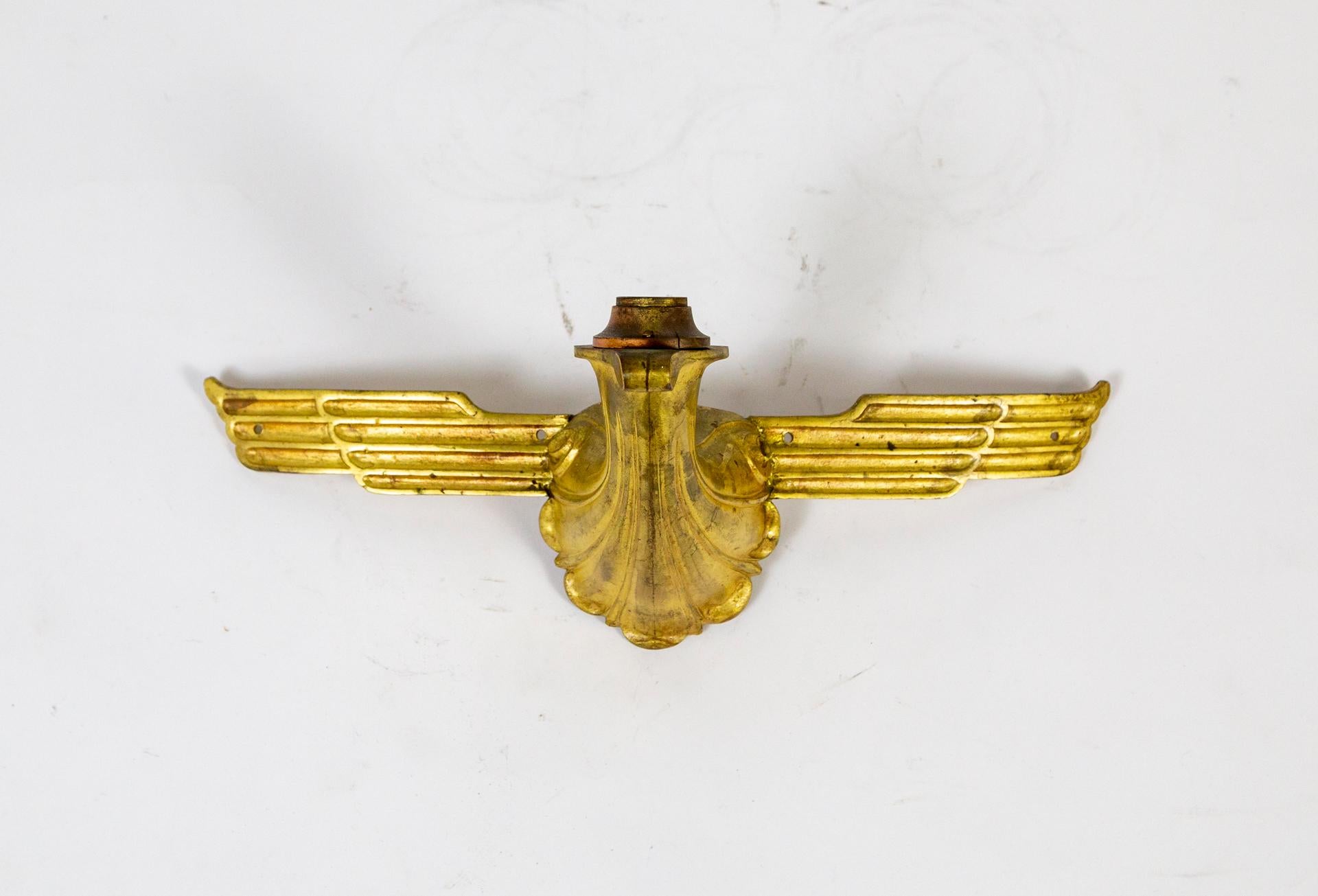 Set of 6 Art Deco Gilt Bronze Avian Theater Sconces For Sale 1
