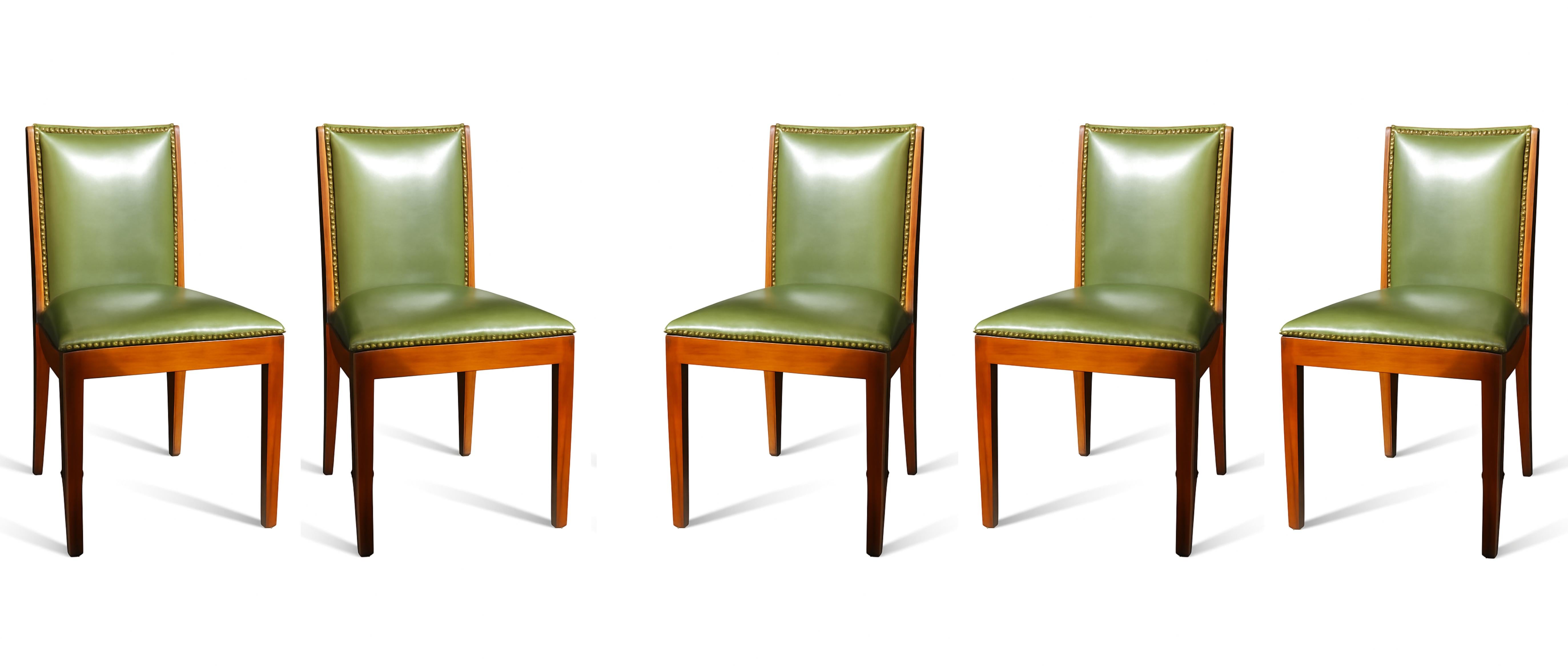 Set di 6 sedie verdi in stile Art Déco, 20° secolo in vendita 4
