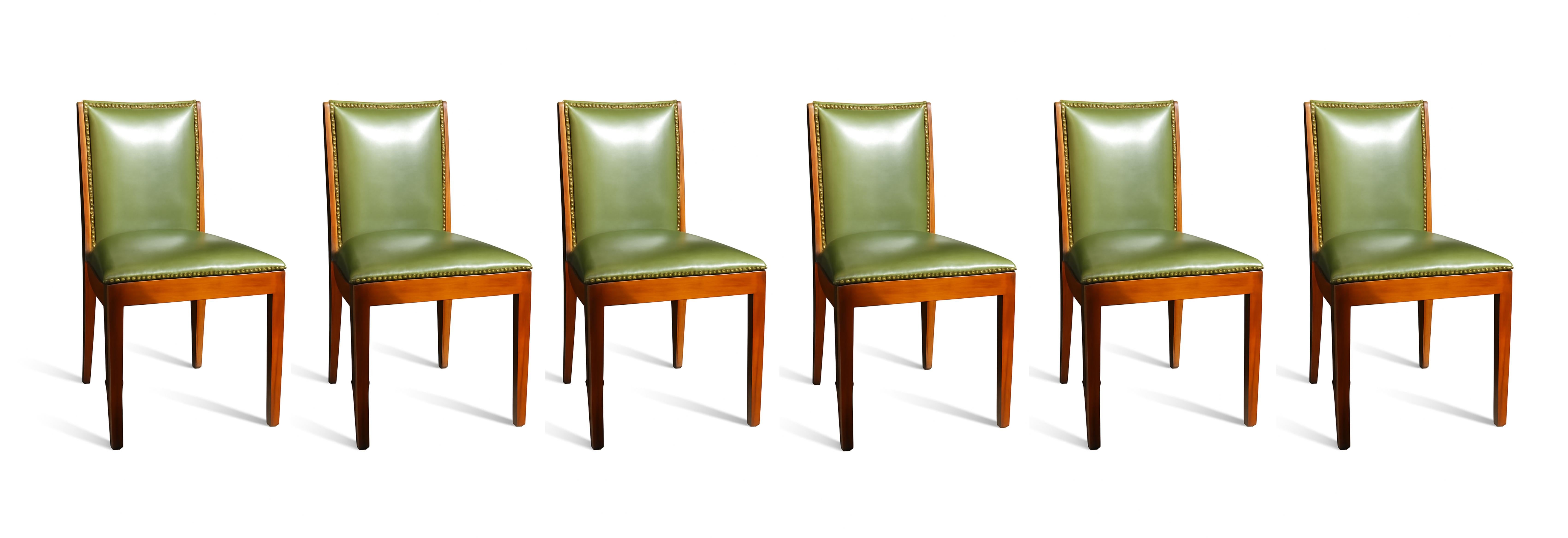 Set di 6 sedie verdi in stile Art Déco, 20° secolo in vendita 5