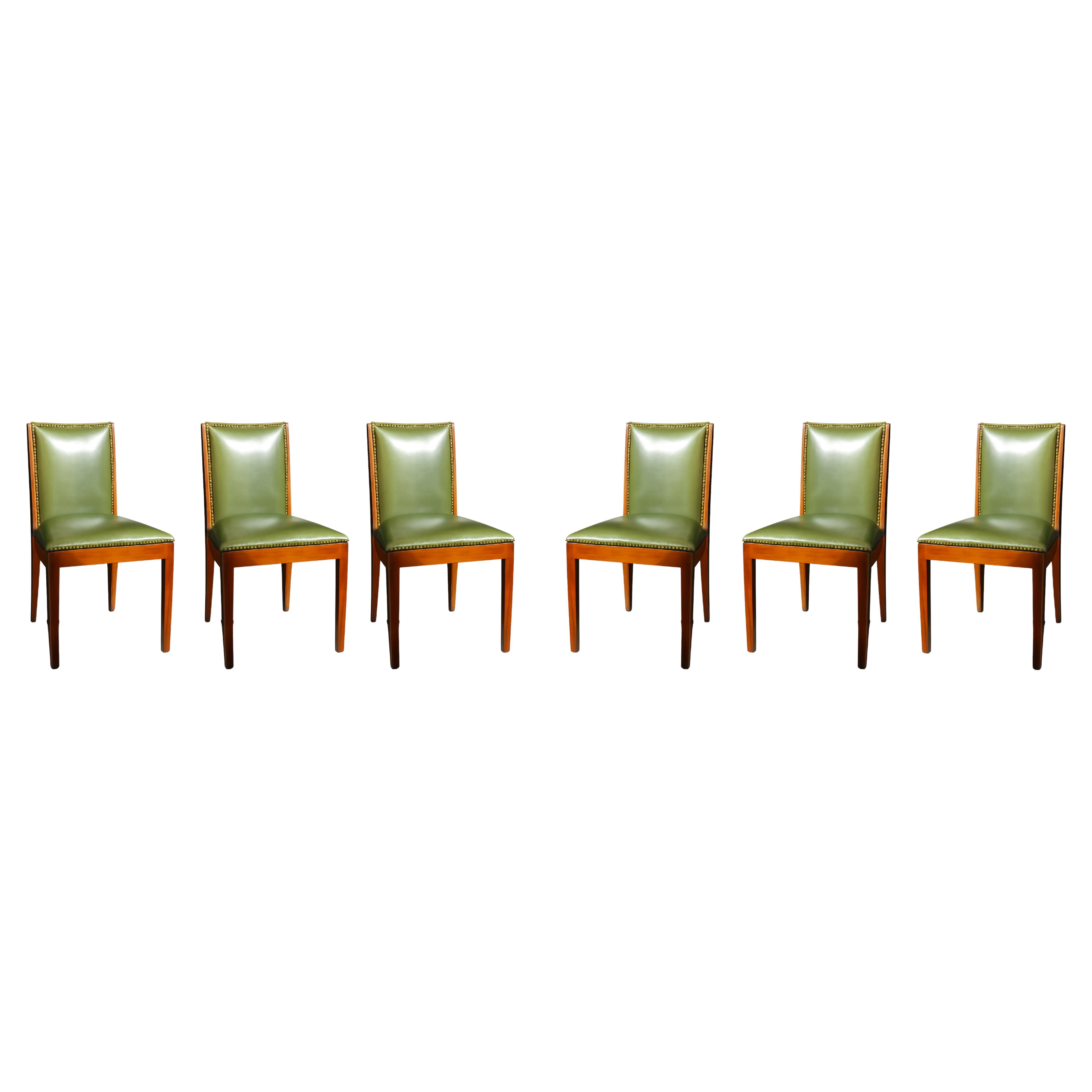 Set di 6 sedie verdi in stile Art Déco, 20° secolo