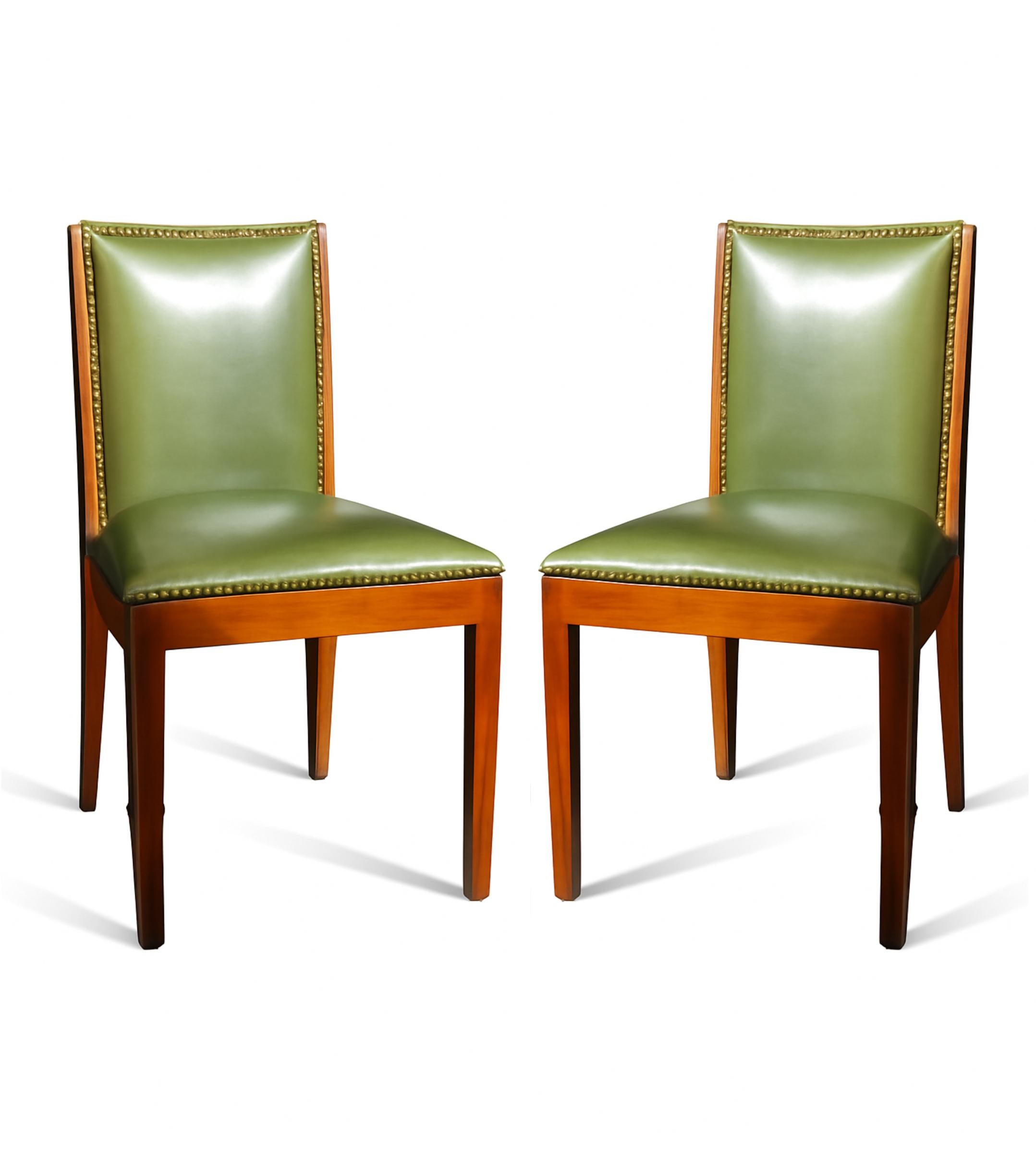 Set of 6 Art Deco Leather Dining Chairs, 20th Century en venta 3