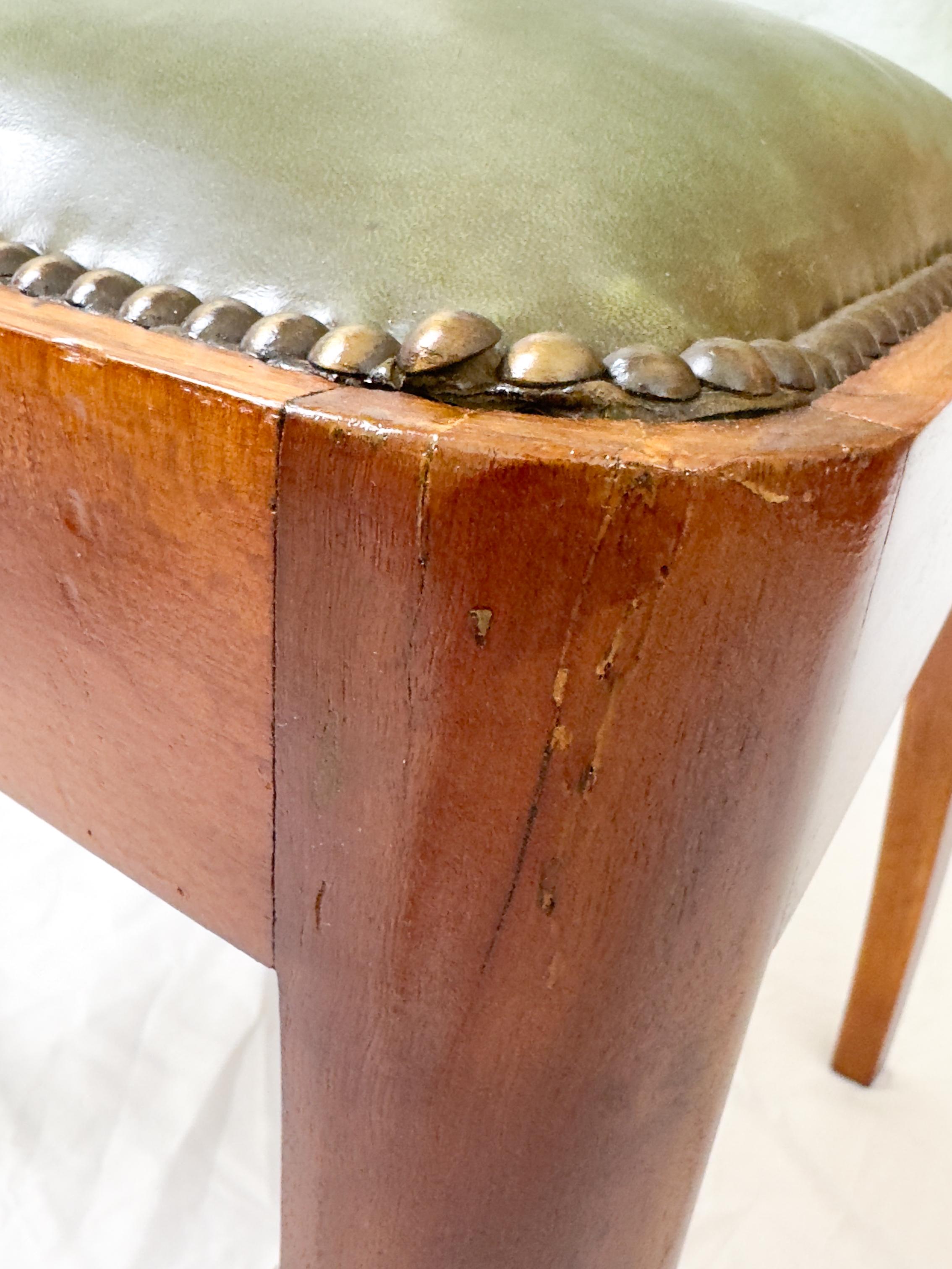 Set of Six Art Deco Green Dining Chairs, 20th Century For Sale 5