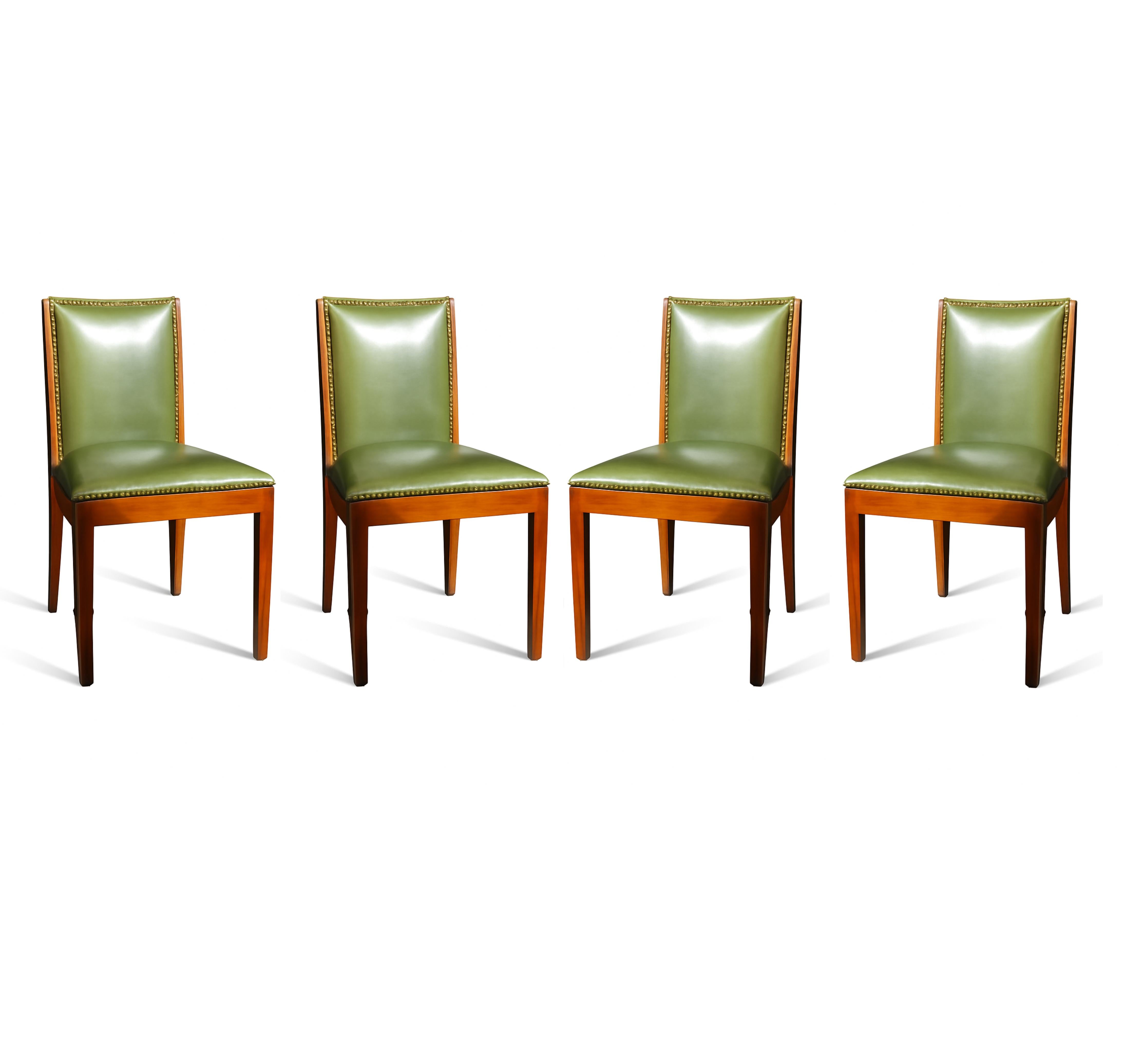 Set of 6 Art Deco Leather Dining Chairs, 20th Century en venta 4