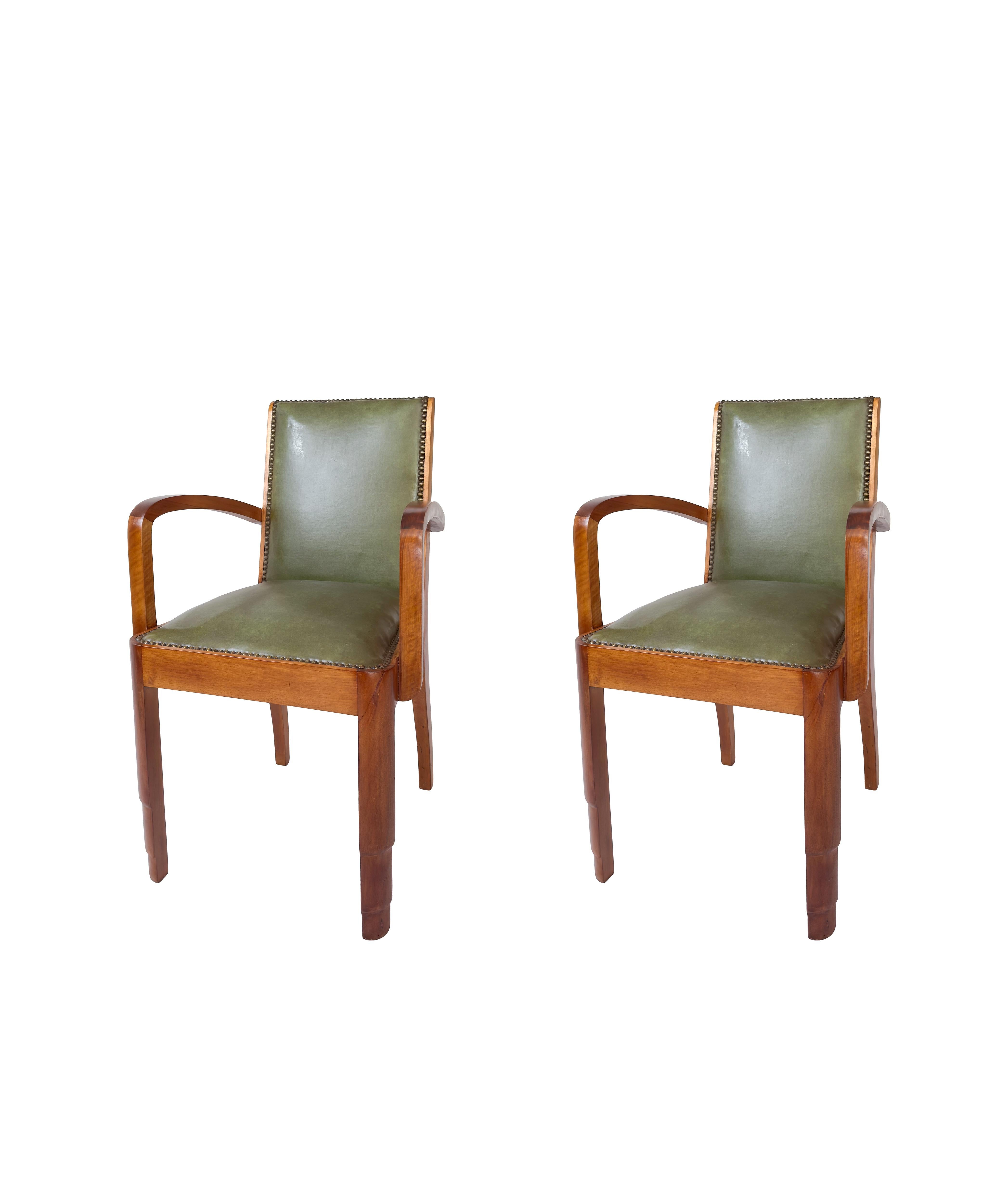 Set of Six Art Deco Green Dining Chairs, 20th Century For Sale 8