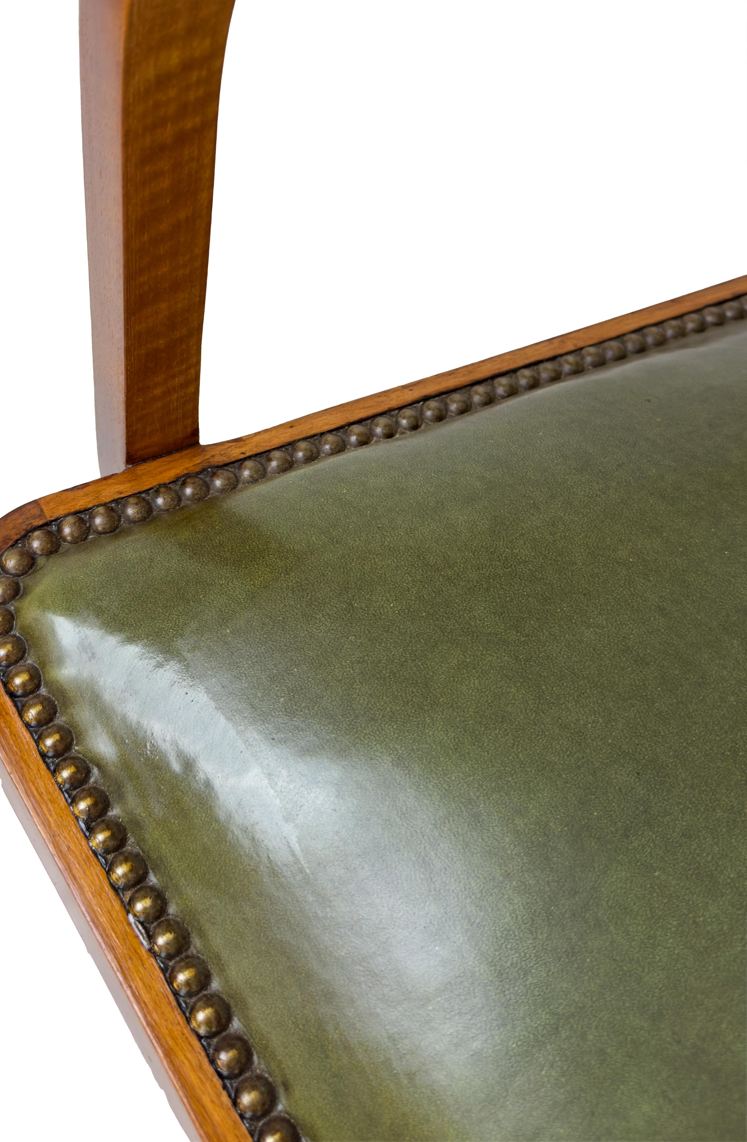 Set of Six Art Deco Green Dining Chairs, 20th Century For Sale 11