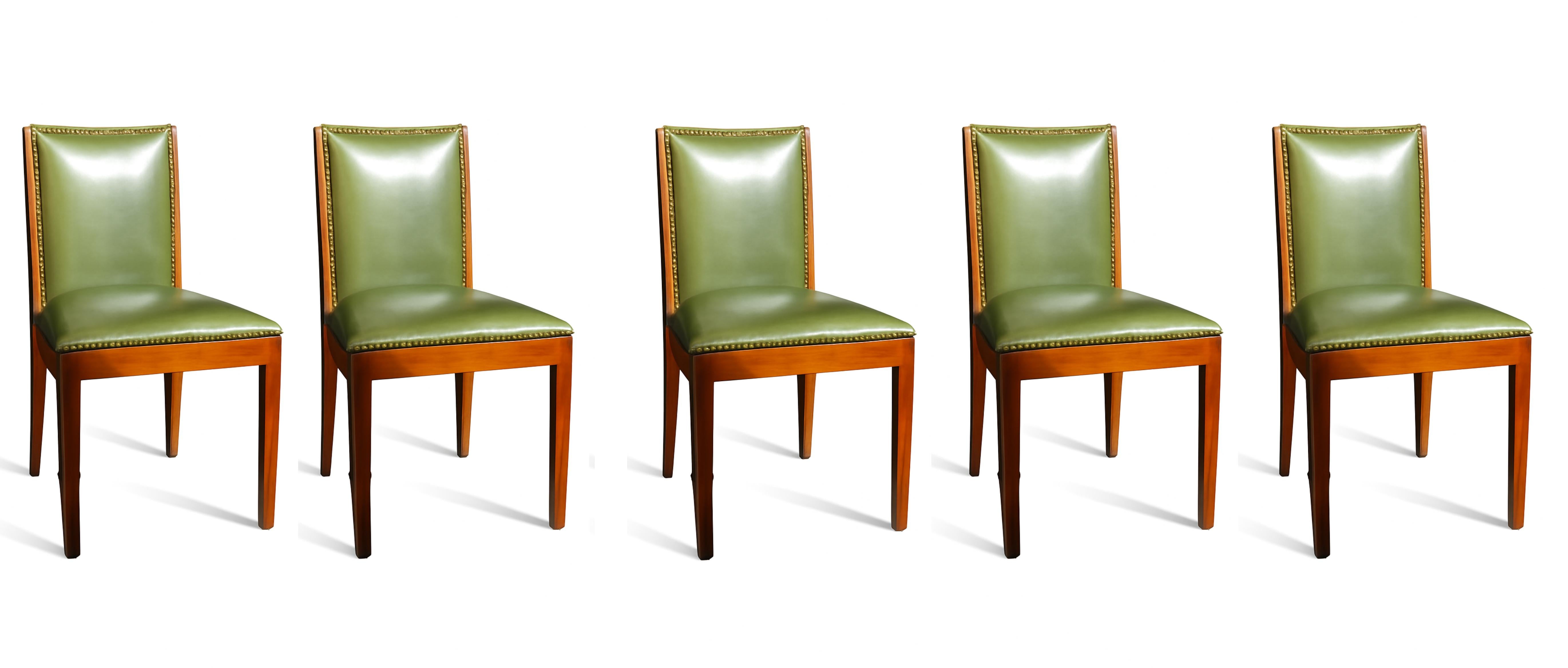 Set of 6 Art Deco Leather Dining Chairs, 20th Century en venta 12
