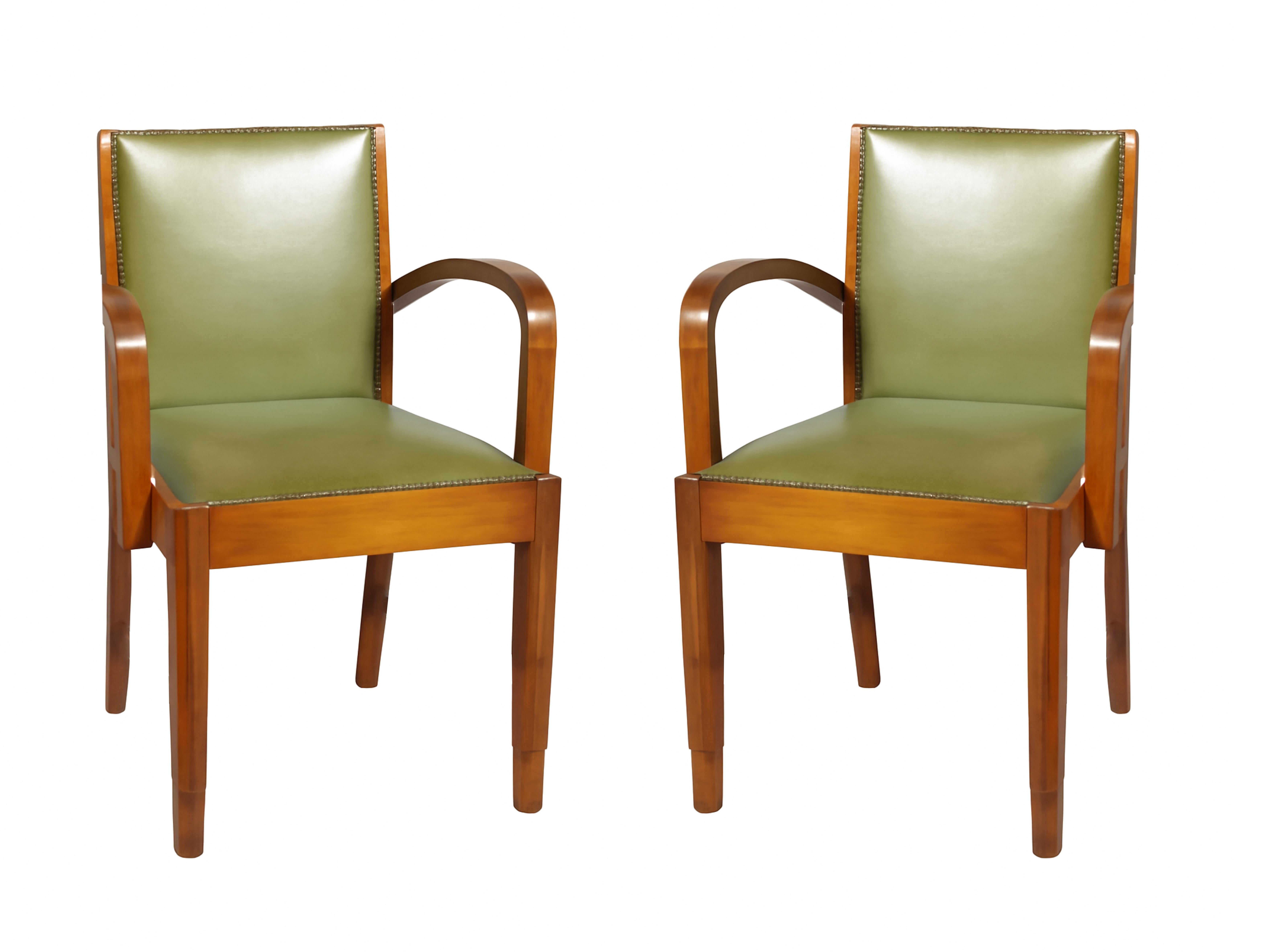 Set of 6 Art Deco Leather Dining Chairs, 20th Century en Bueno estado para la venta en Lisbon, PT