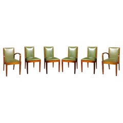 Set of 6 Art Deco Leather Dining Chairs, 20th Century
