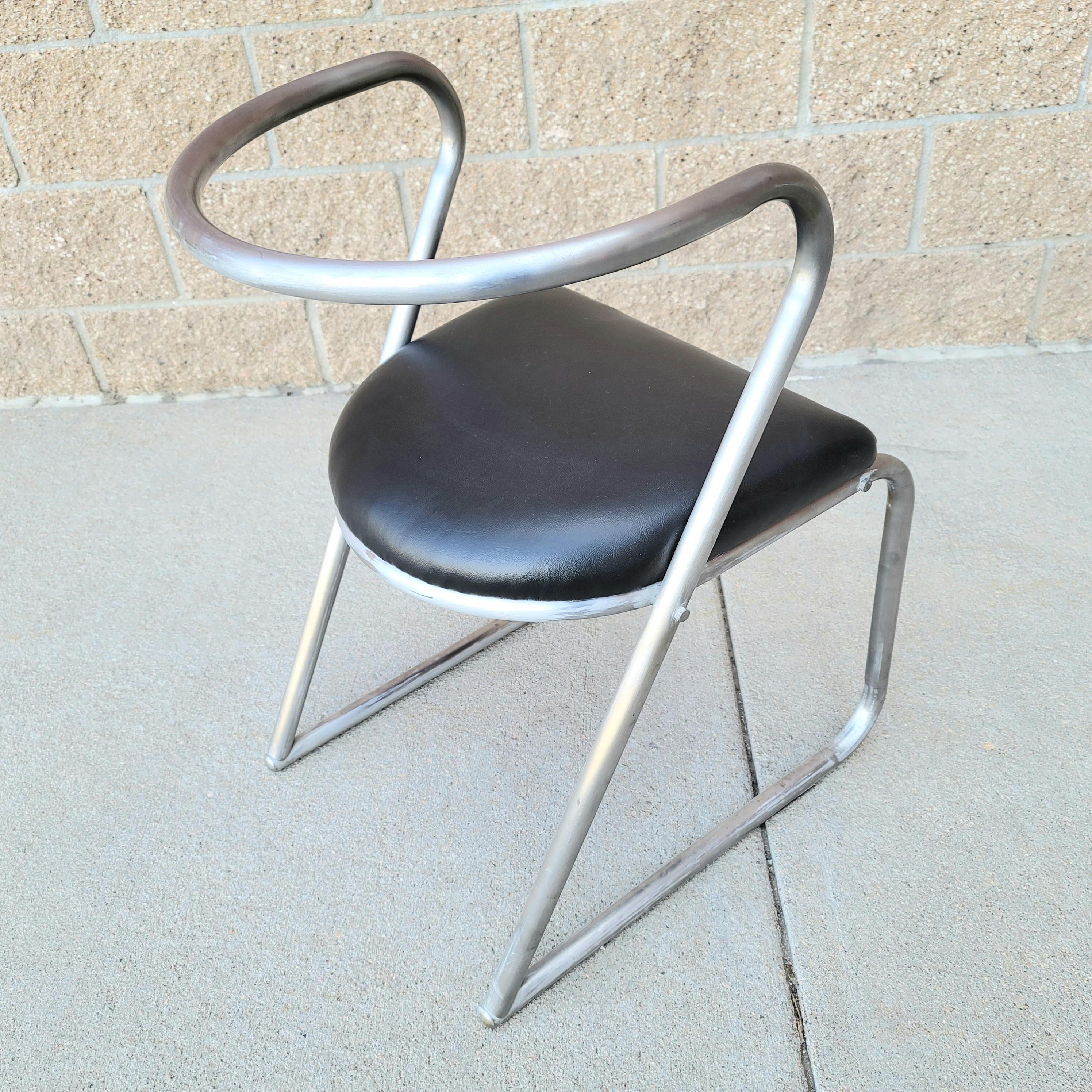 Set of 6 Art Deco Machine Age Aluminum Chairs, circa 1940s In Good Condition In Littleton, CO