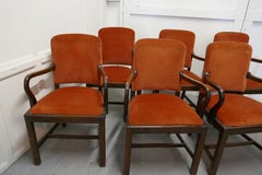 Set of 6 Art Deco Oak Dining Chairs with Arms