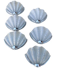 Set of 6 Art Deco Shell wall lights