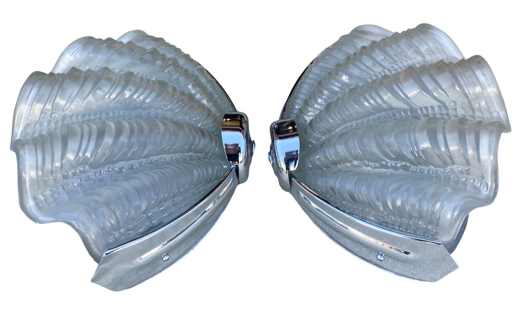 Set of 6 Art Deco Shell wall lights In Good Condition For Sale In Barnstaple, GB