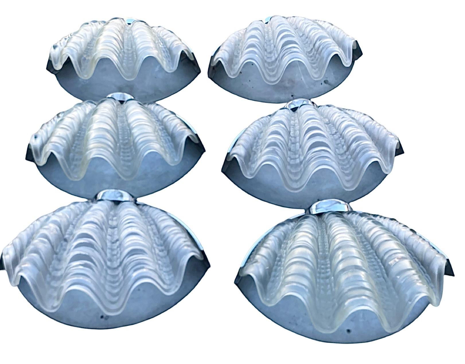 Set of 6 Art Deco Shell wall lights For Sale 1