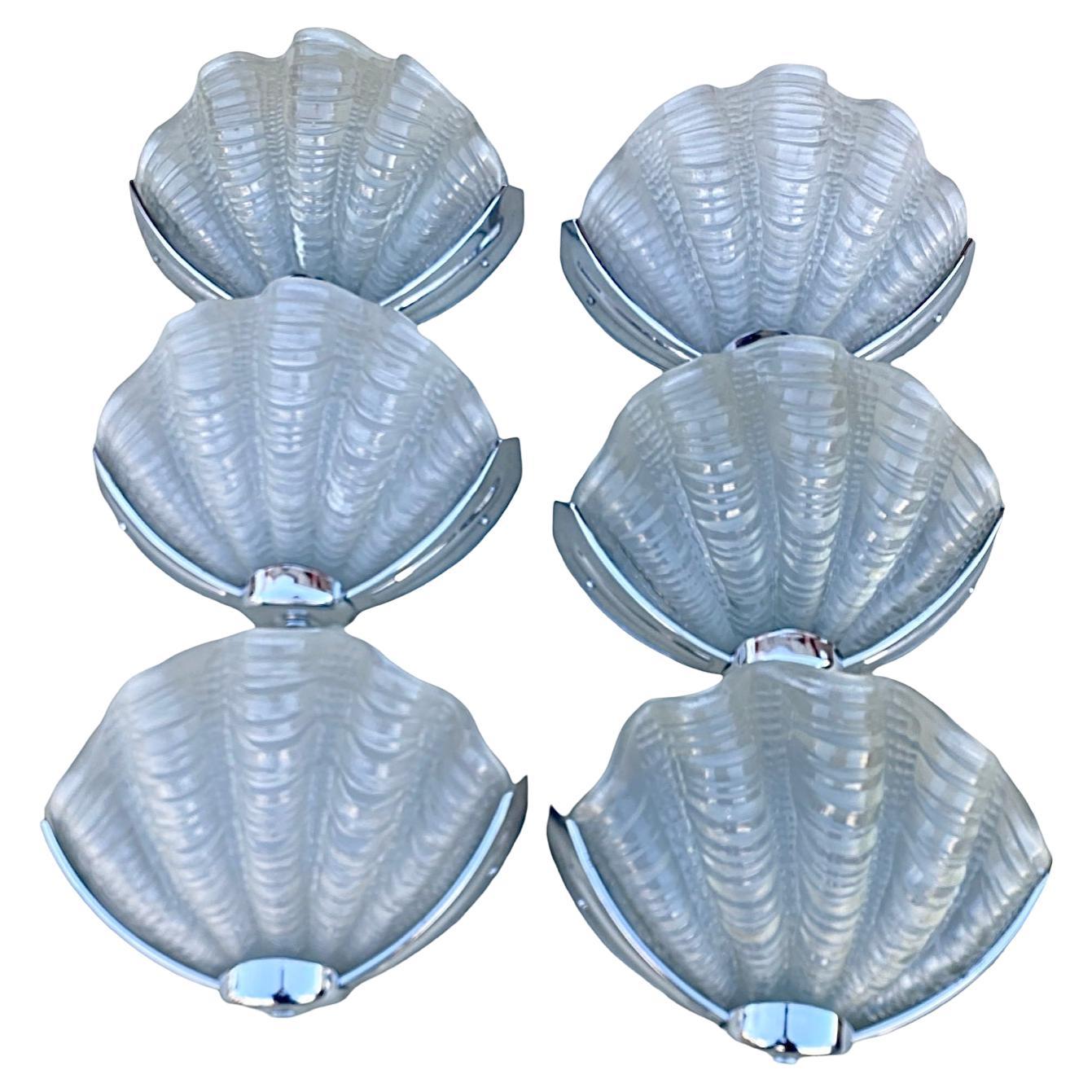 Set of 6 Art Deco Shell wall lights