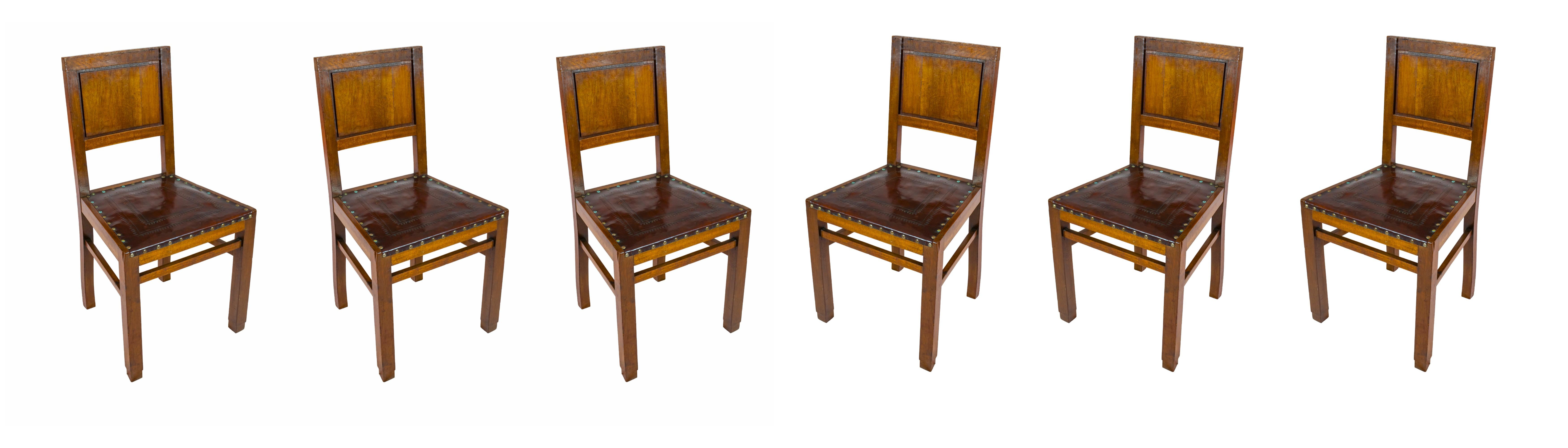 Metallo Set di 6 sedie Art Deco in noce, (1930-1949) in vendita