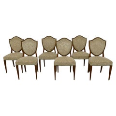 Set di 6 sedie Art Deco in legno di noce, zoccoli in ottone